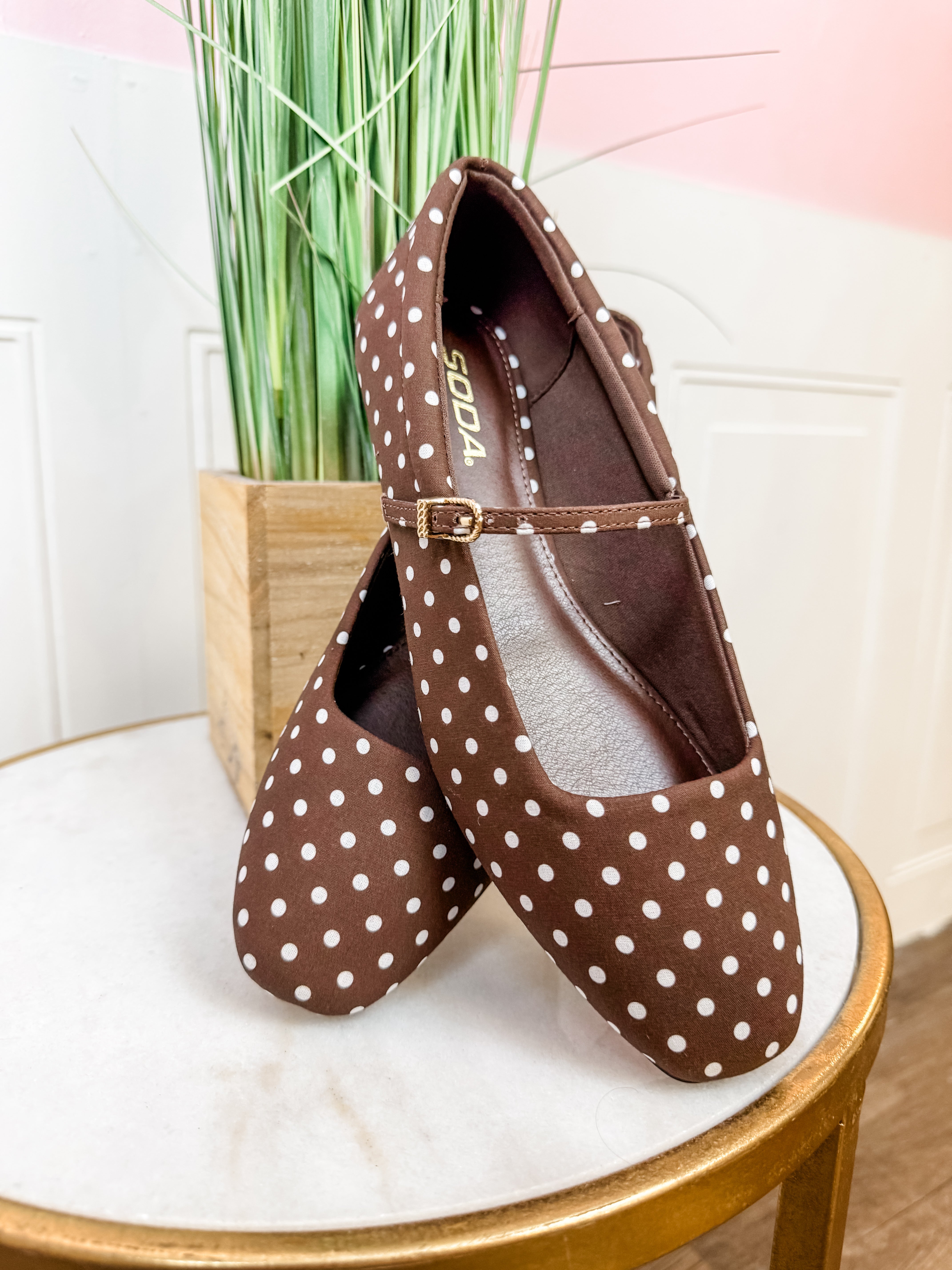 Polka Dot Mary Jane: brown - Just a Small Town Girl