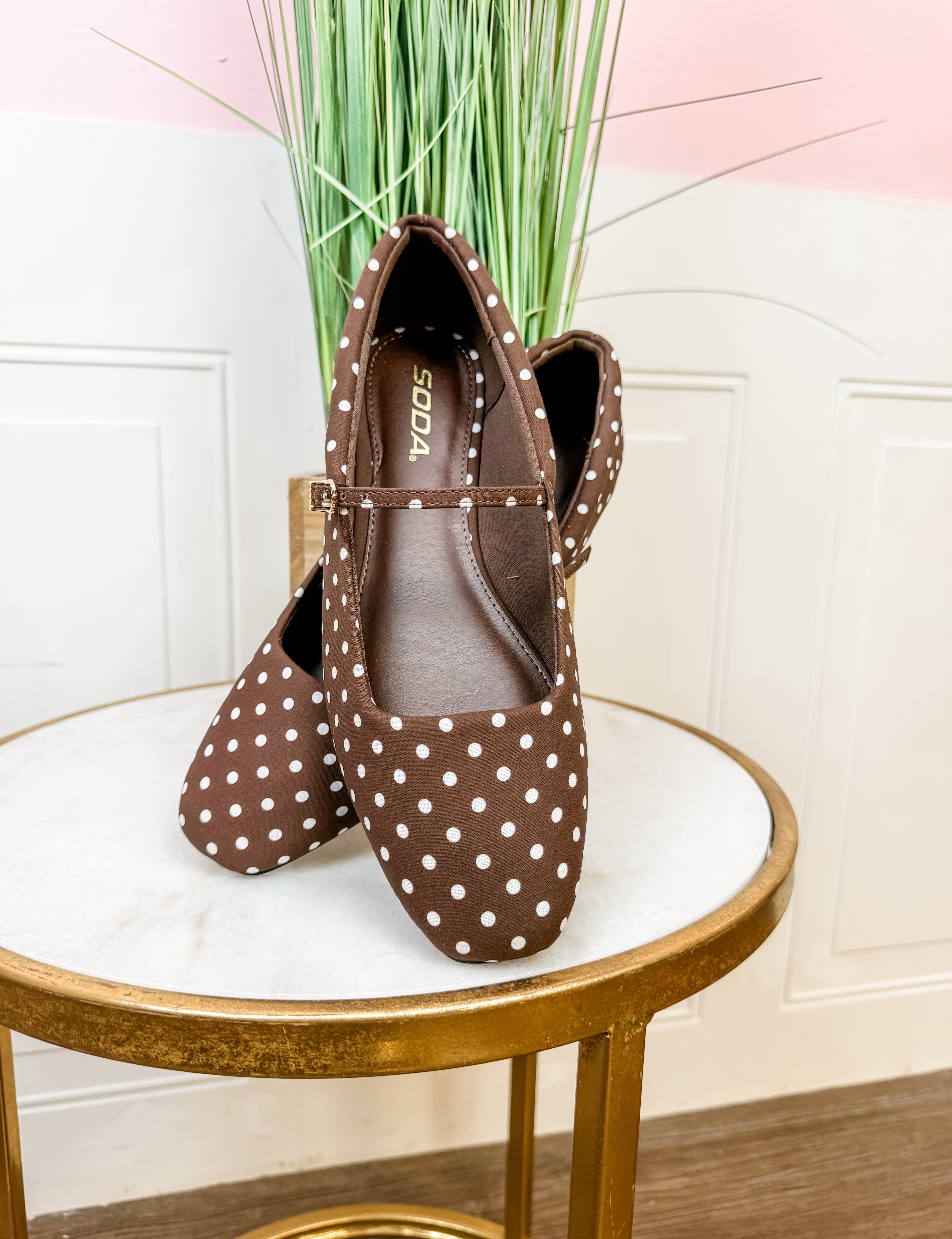 Polka Dot Mary Jane: brown - Just a Small Town Girl
