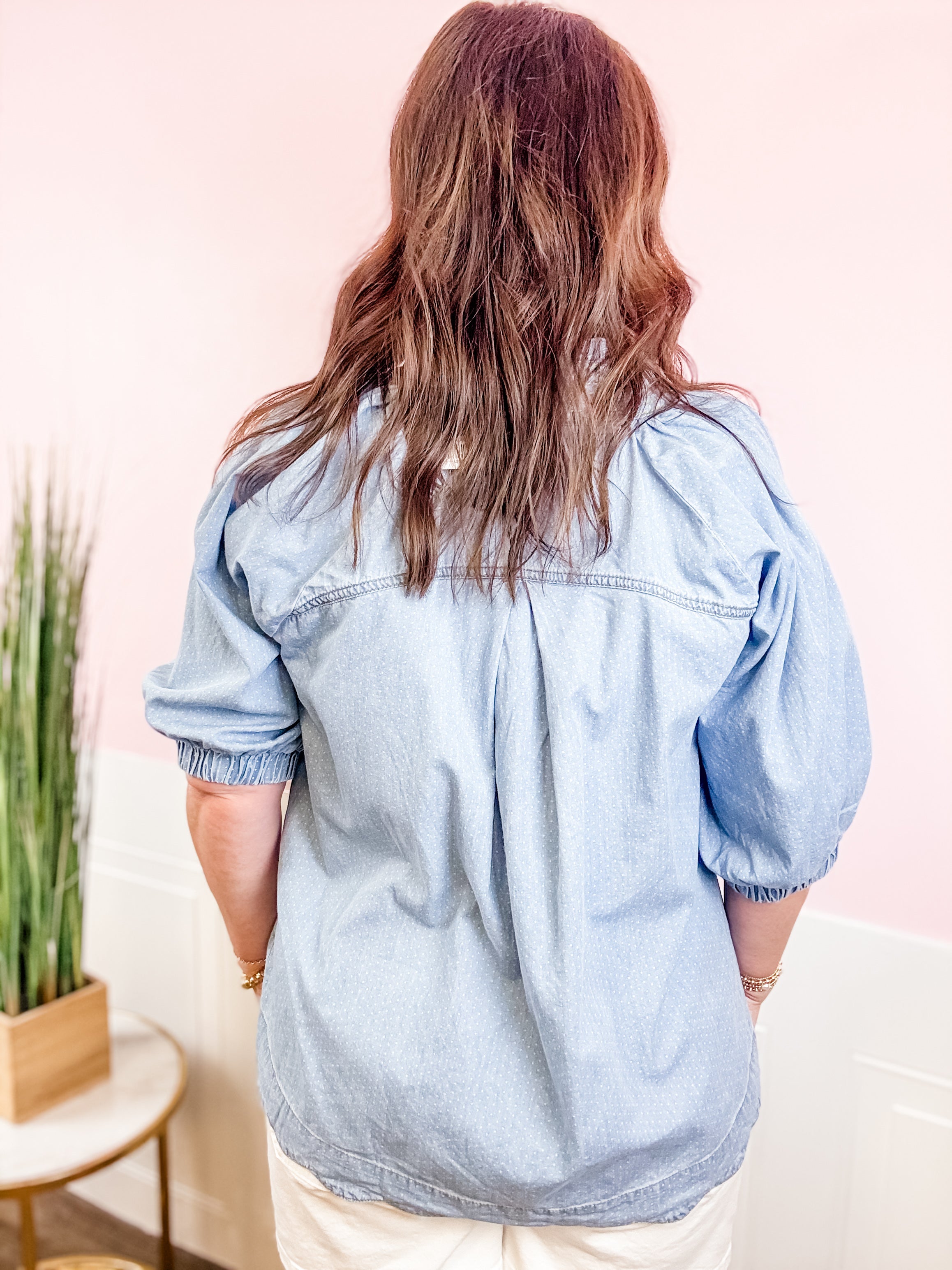 Powder Blue Picnic Top - Just a Small Town Girl