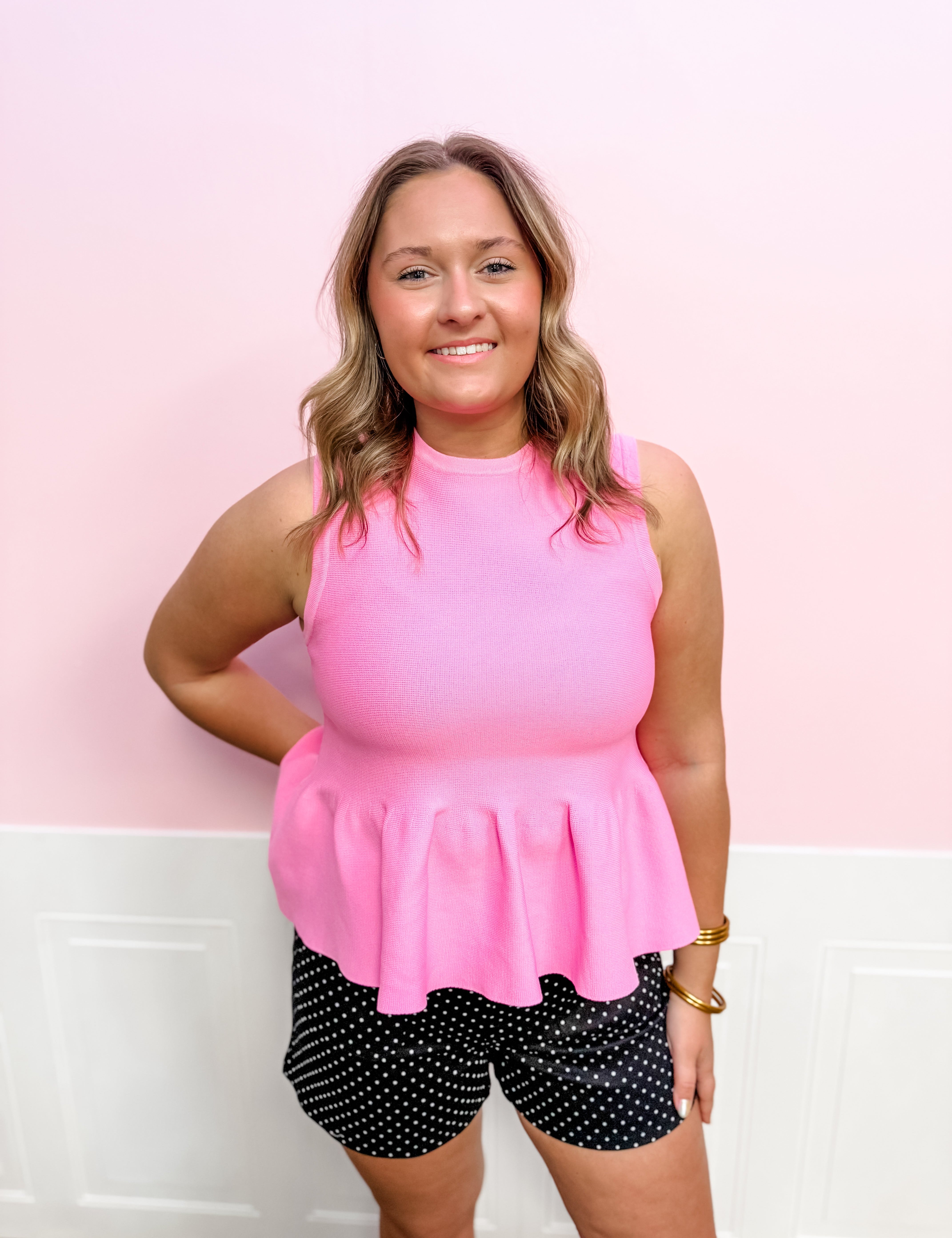 Pretty in Peplum Knit Top – Pink - Just a Small Town Girl