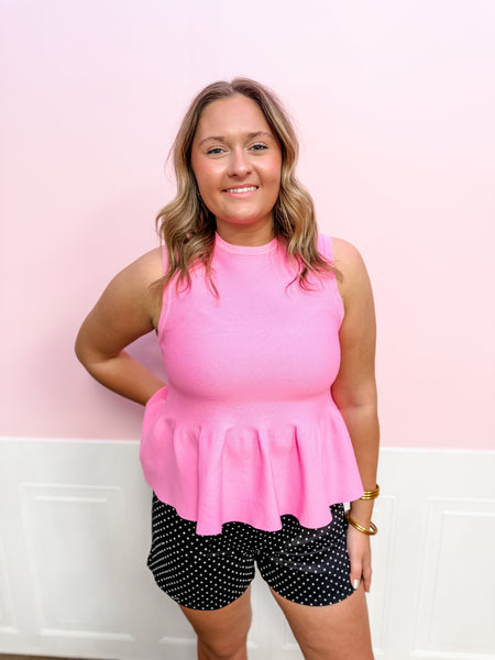 Pretty in Peplum Knit Top – Pink - Just a Small Town Girl