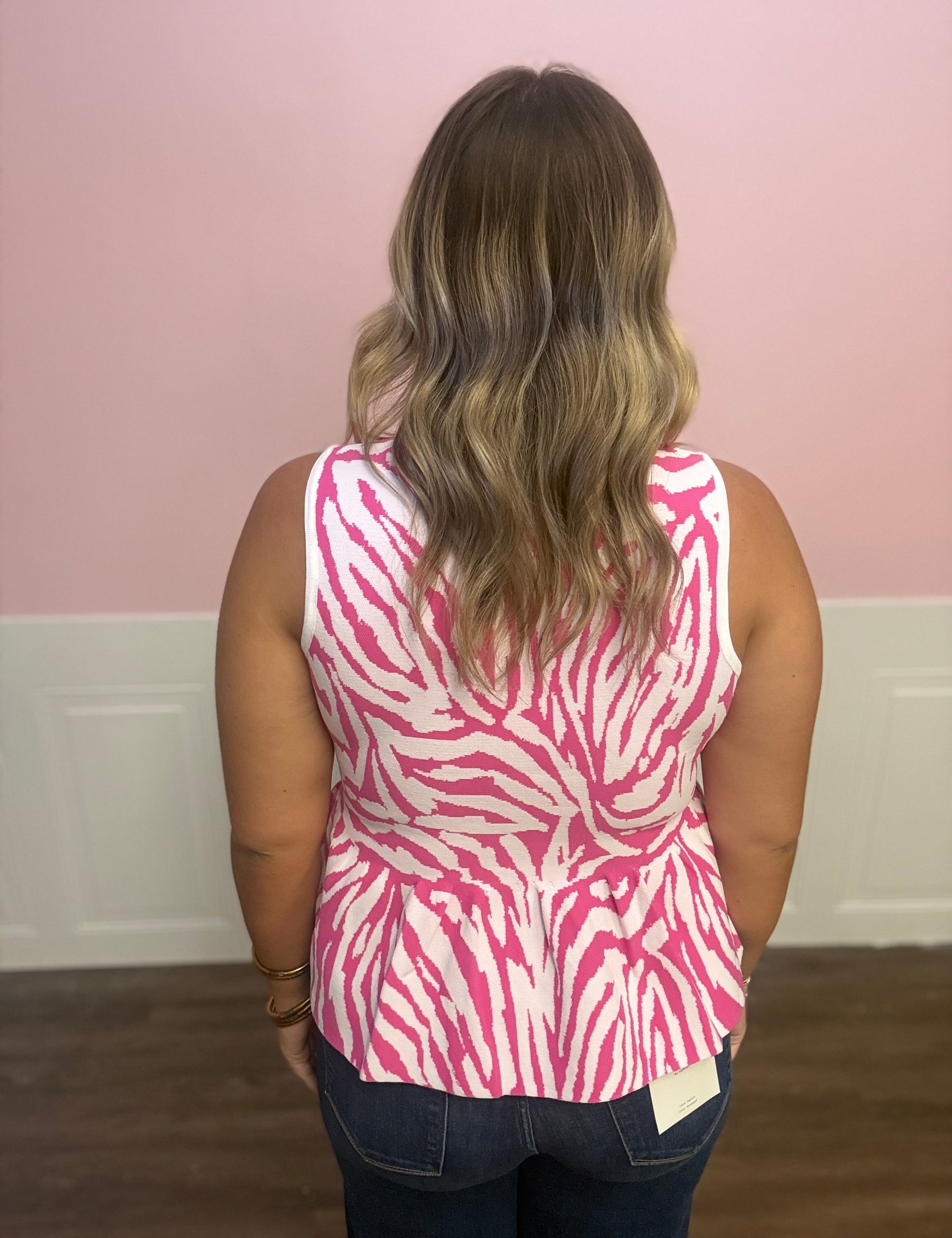 Pretty in Pink Zebra Peplum Top - Just a Small Town Girl