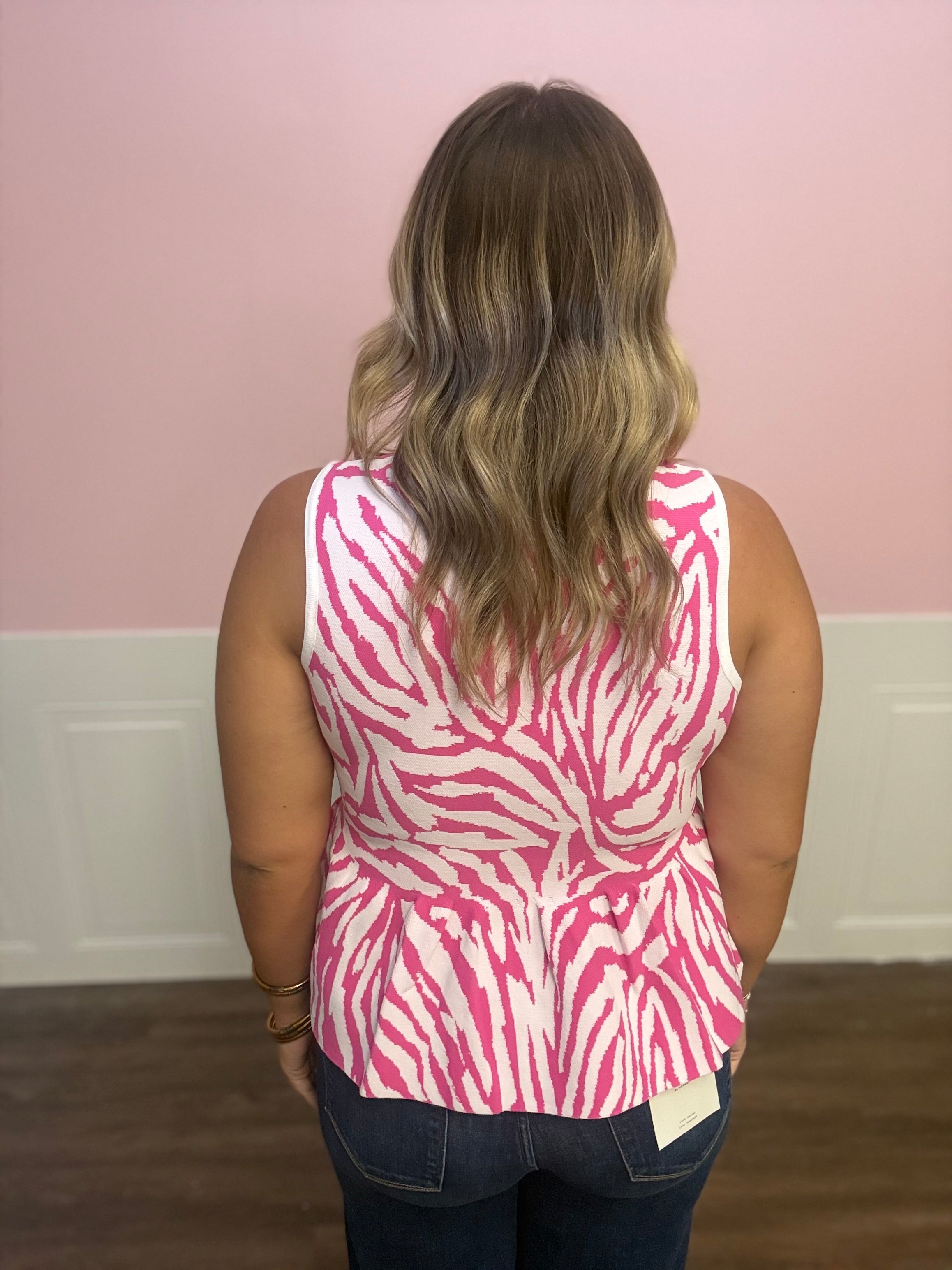Pretty in Pink Zebra Peplum Top - Just a Small Town Girl