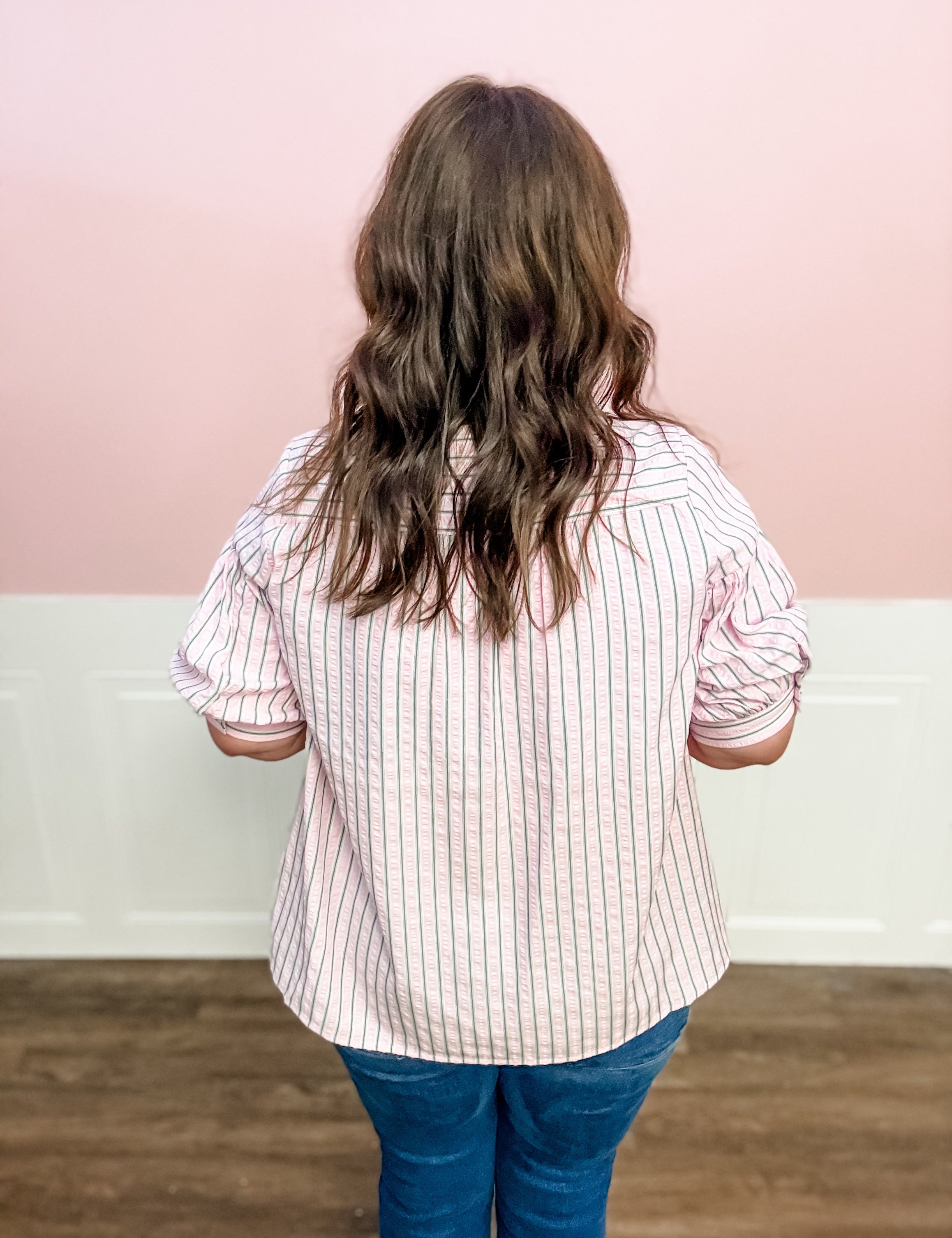 Pretty in Pinstripes Top - Just a Small Town Girl