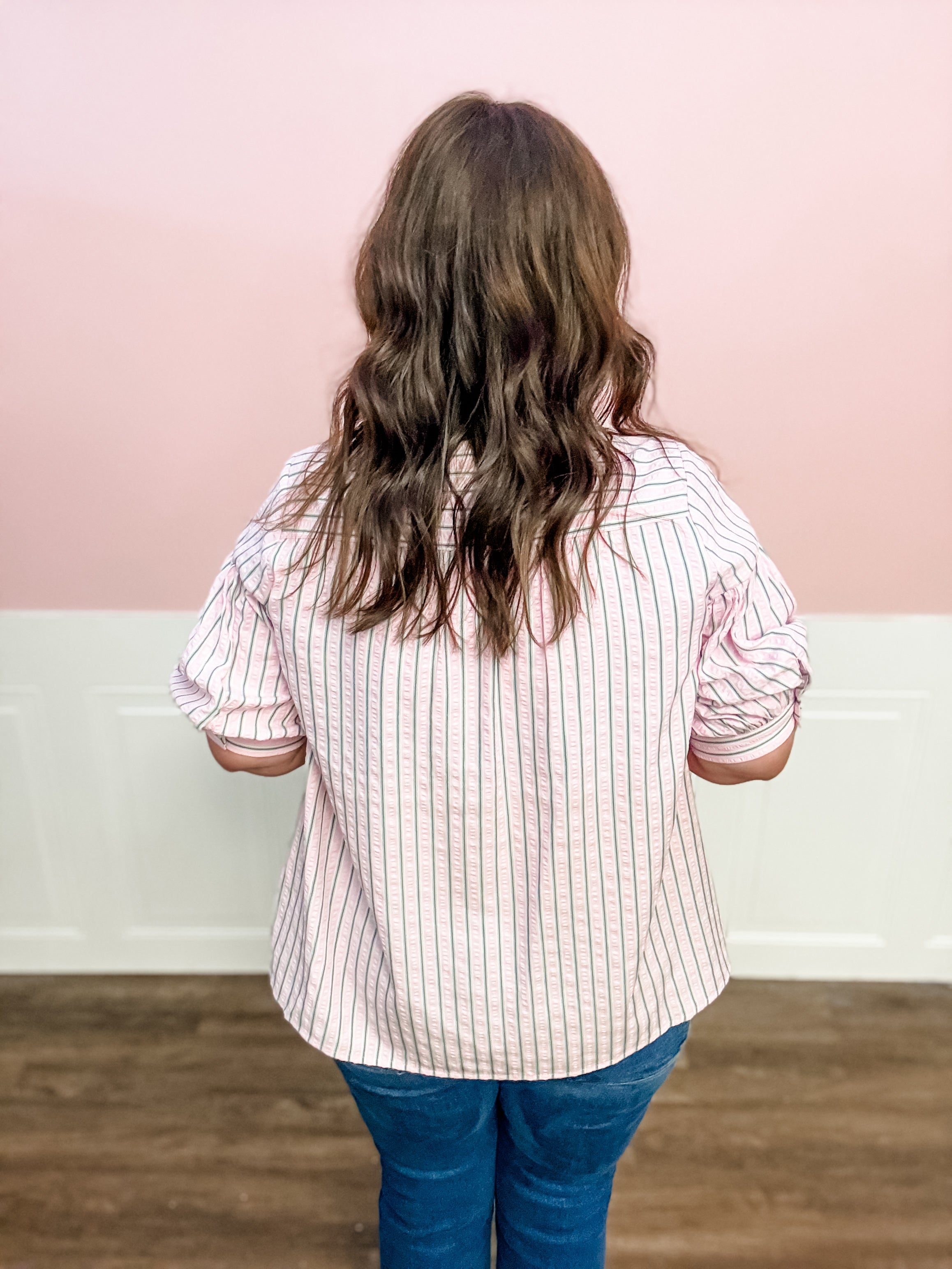 Pretty in Pinstripes Top - Just a Small Town Girl