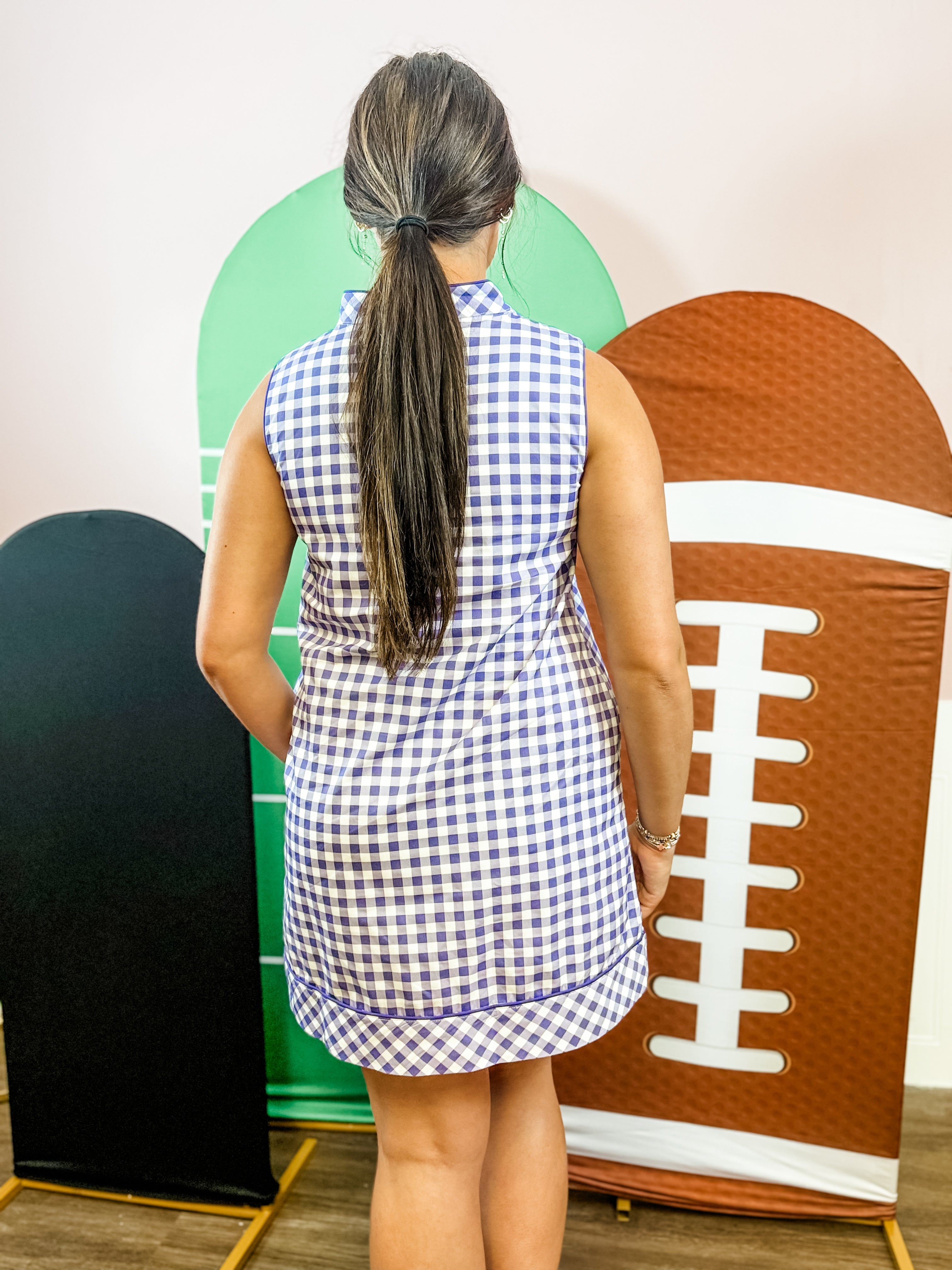 Purple Gingham Game Day Tunic - Just a Small Town Girl