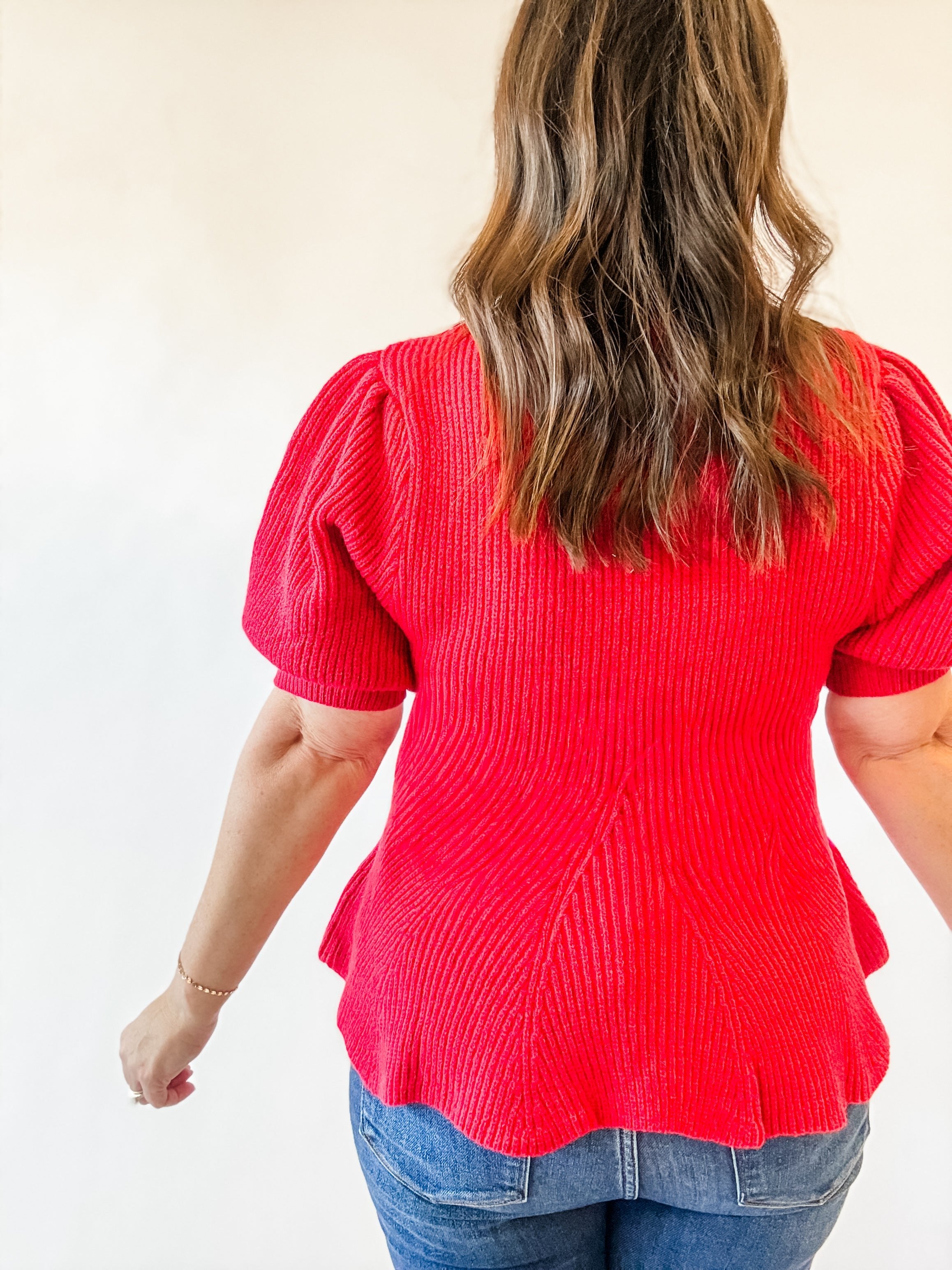 Red Cable Knit Peplum Sweater - Just a Small Town Girl