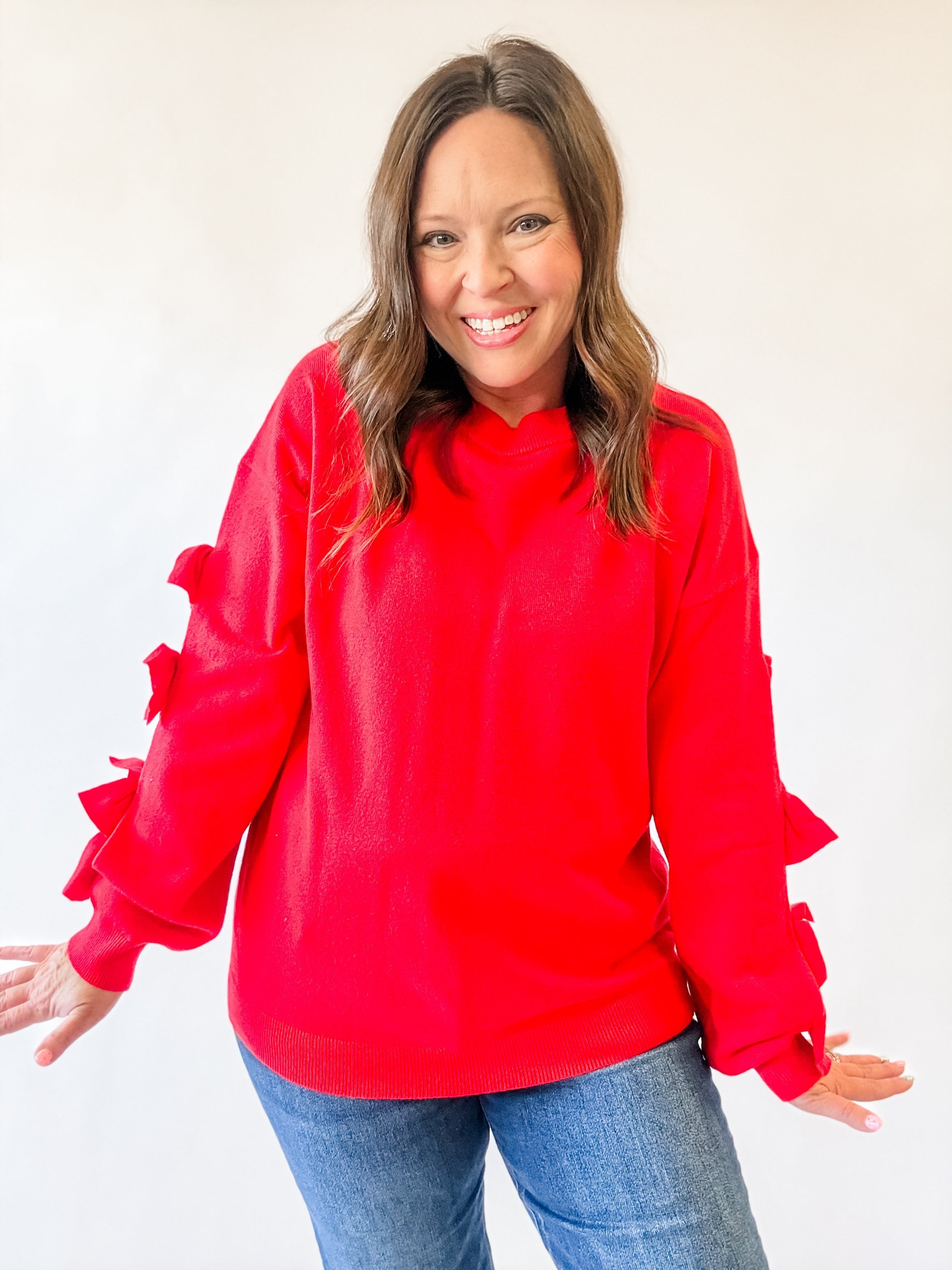 Red Cutout Bow-Sleeve Sweater - Just a Small Town Girl