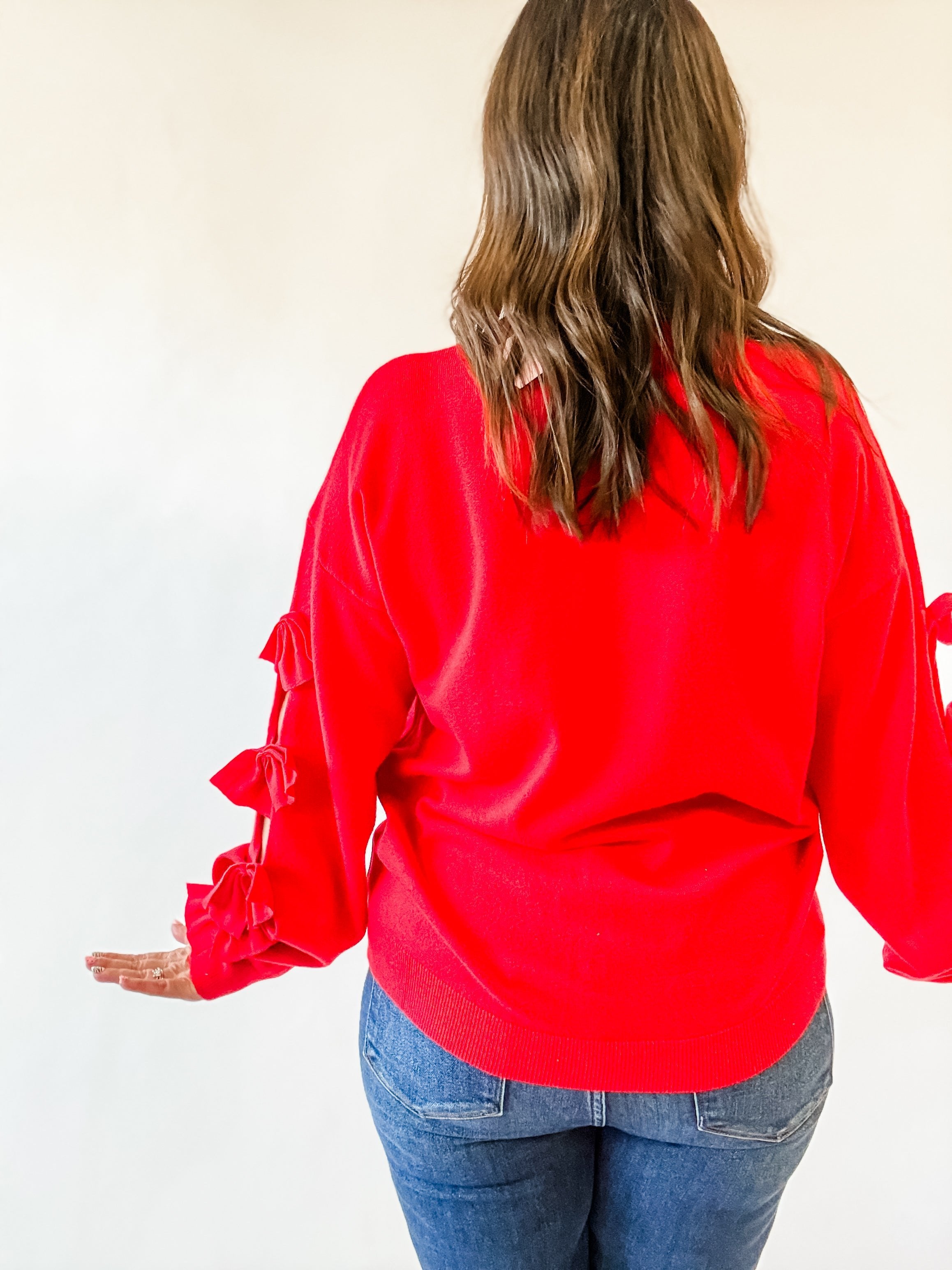 Red Cutout Bow-Sleeve Sweater - Just a Small Town Girl