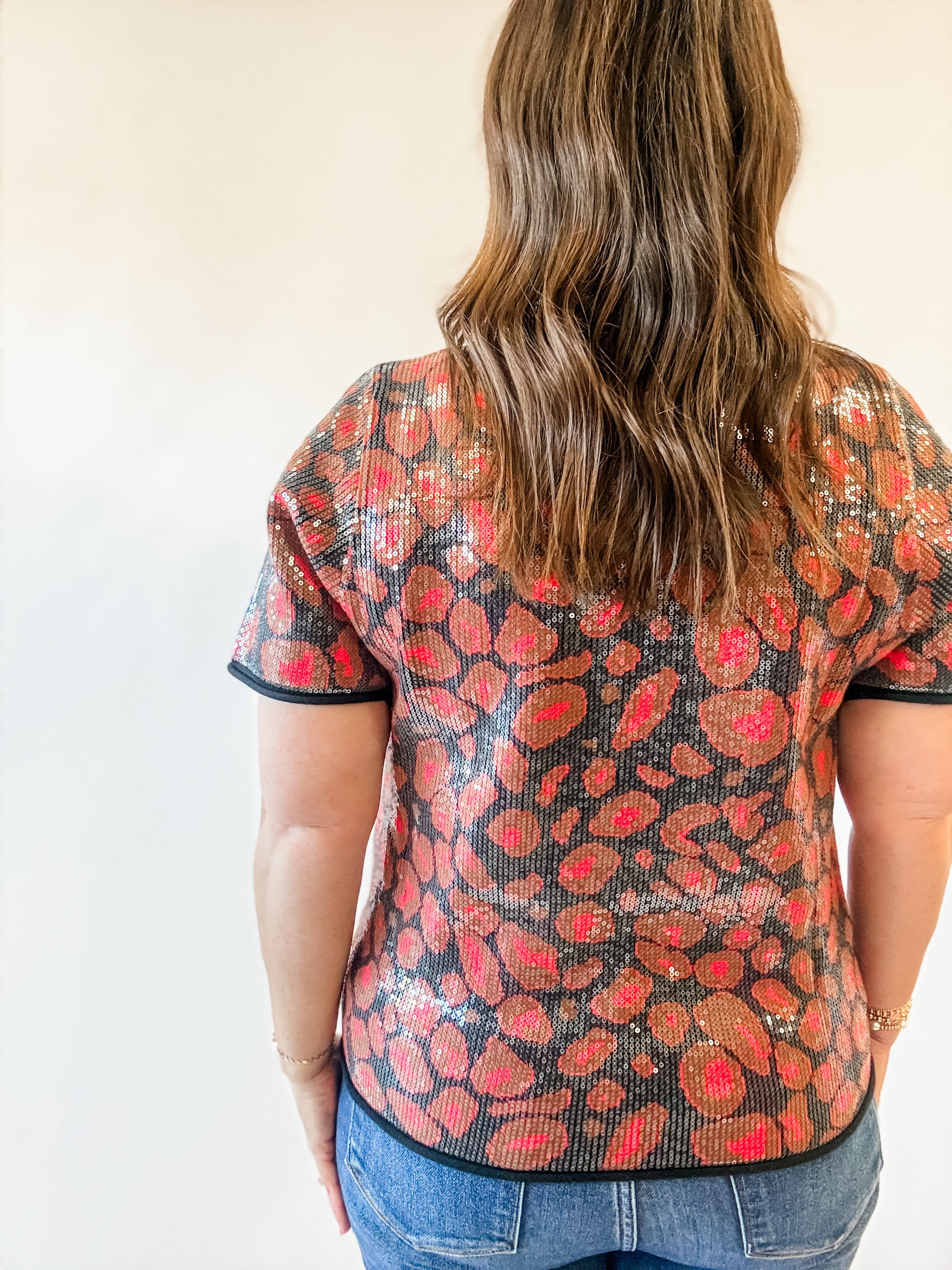 Red Leopard Sequin Top - Just a Small Town Girl