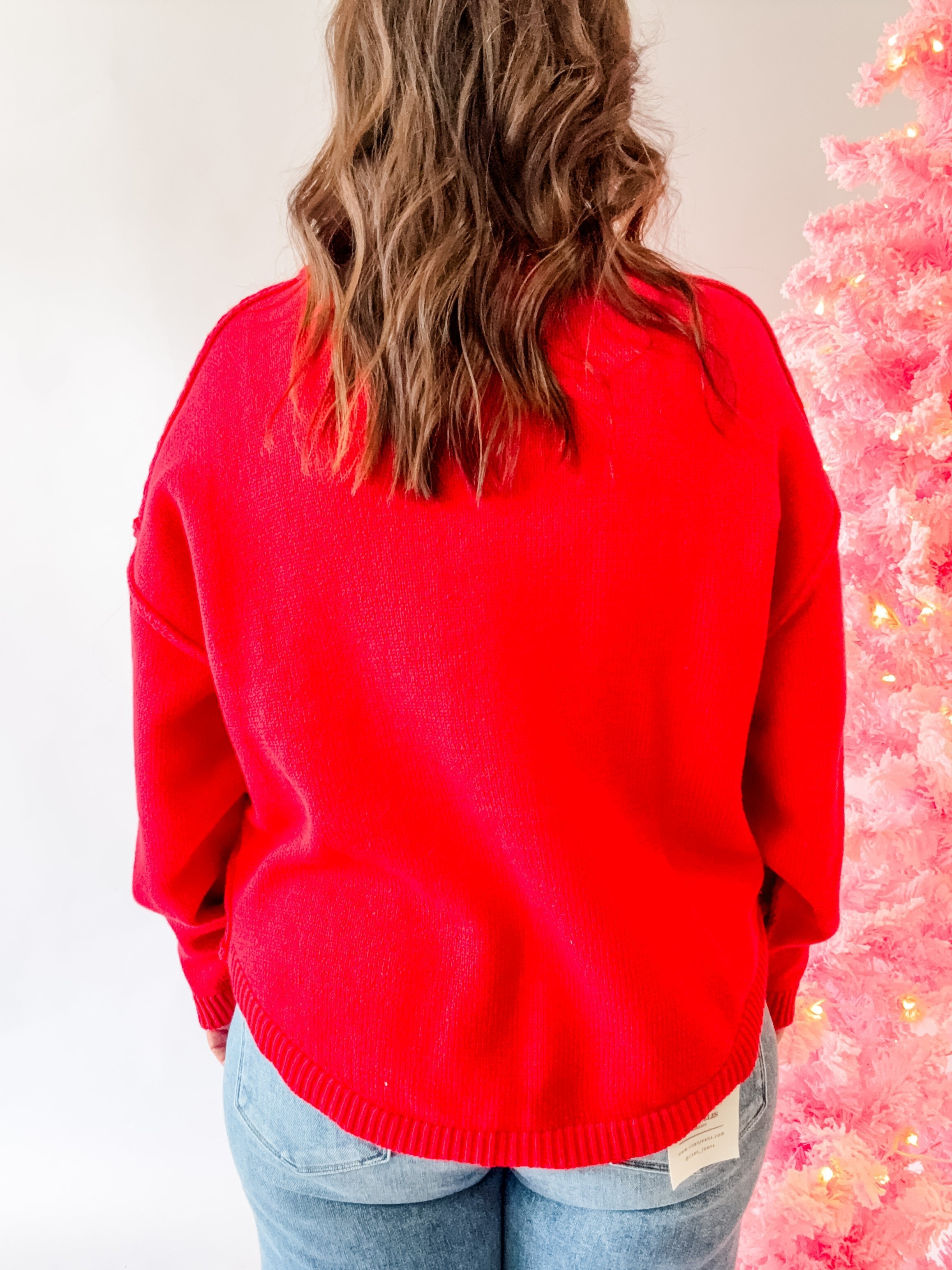 Red Mock Neck Button Cardigan - Just a Small Town Girl