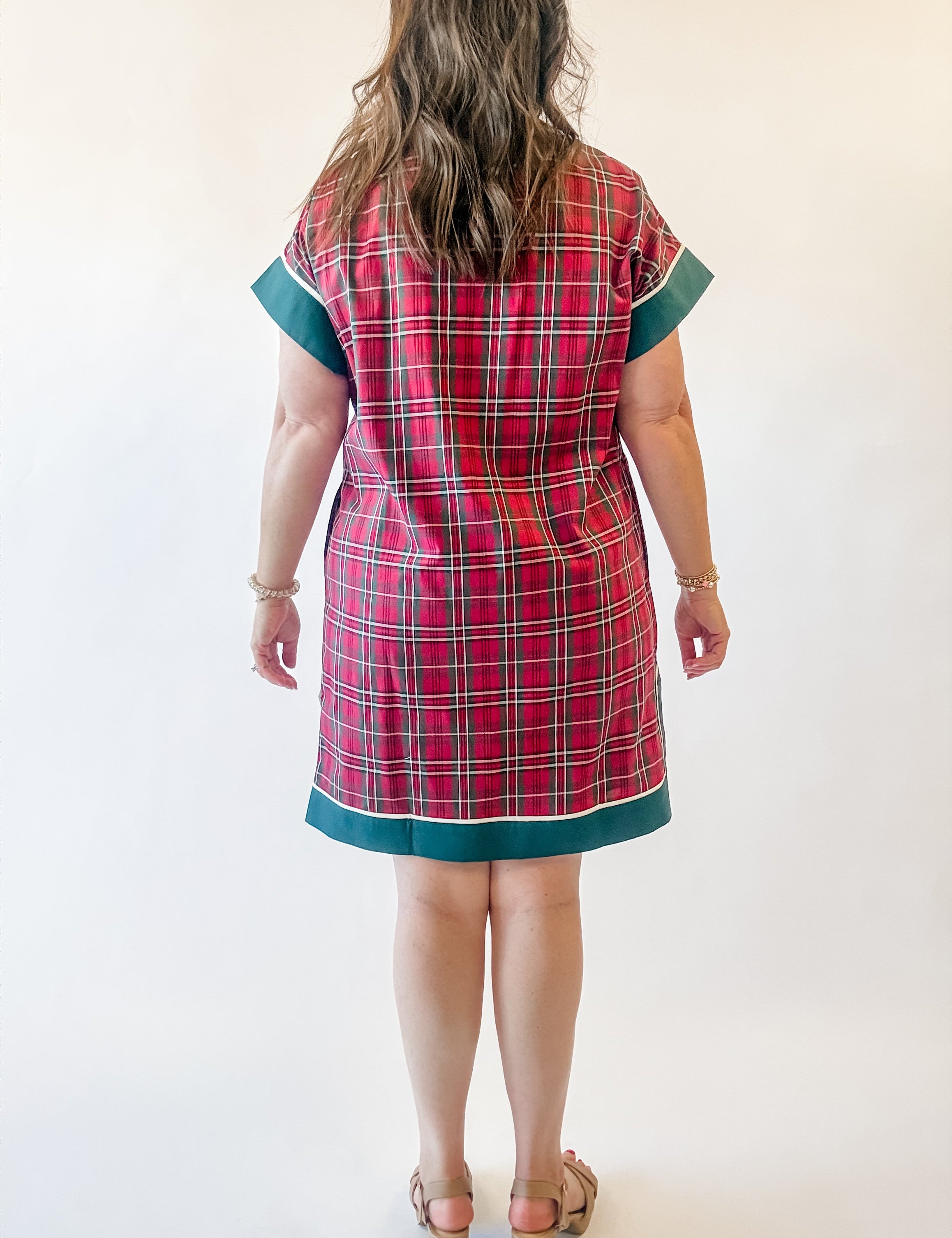 Red Plaid Scalloped Collar Shift Dress - Just a Small Town Girl