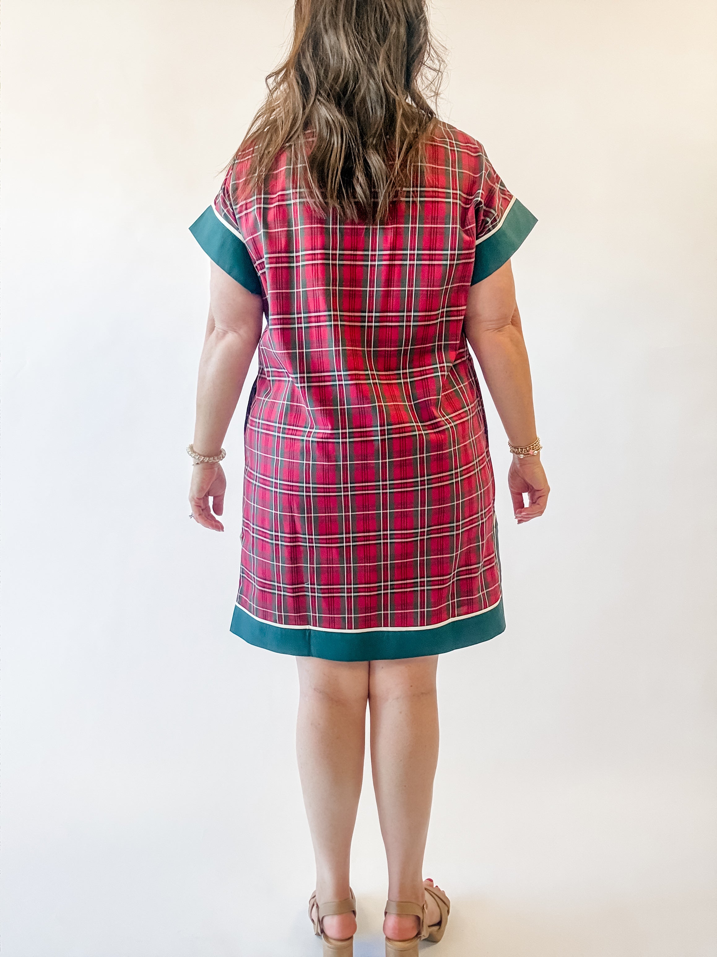 Red Plaid Scalloped Collar Shift Dress - Just a Small Town Girl