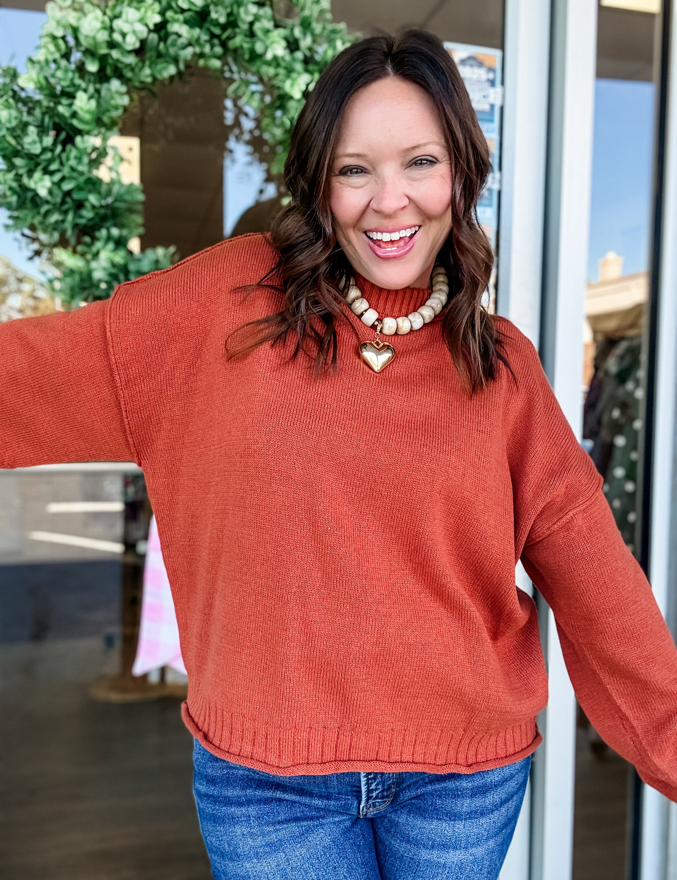 Relaxed Crewneck Sweater - Just a Small Town Girl