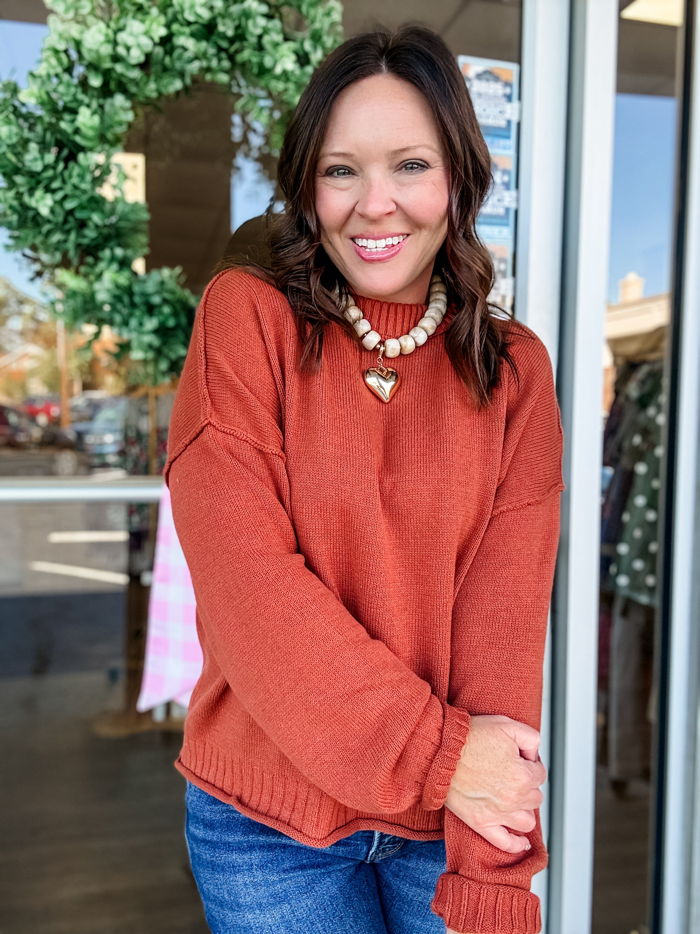Relaxed Crewneck Sweater - Just a Small Town Girl