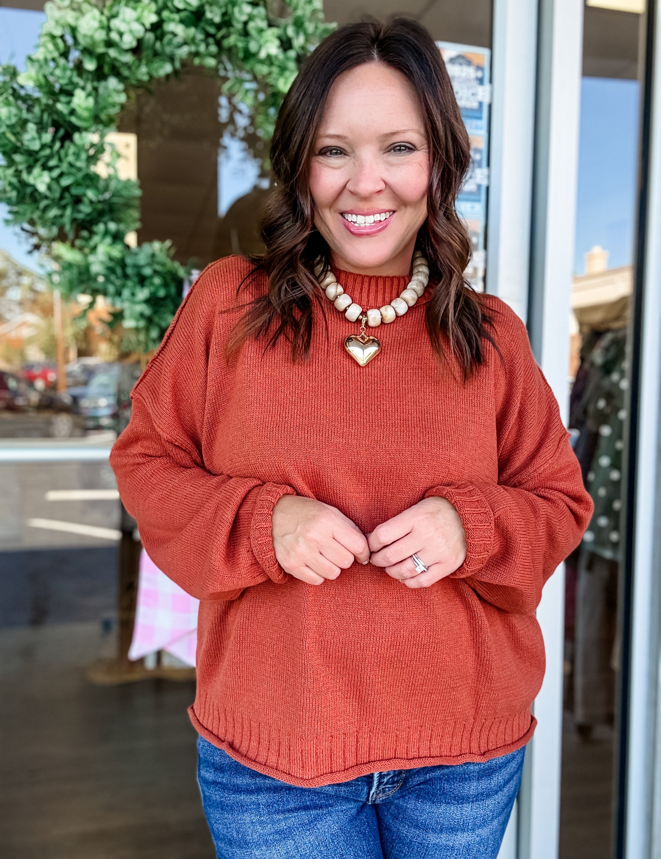 Relaxed Crewneck Sweater - Just a Small Town Girl
