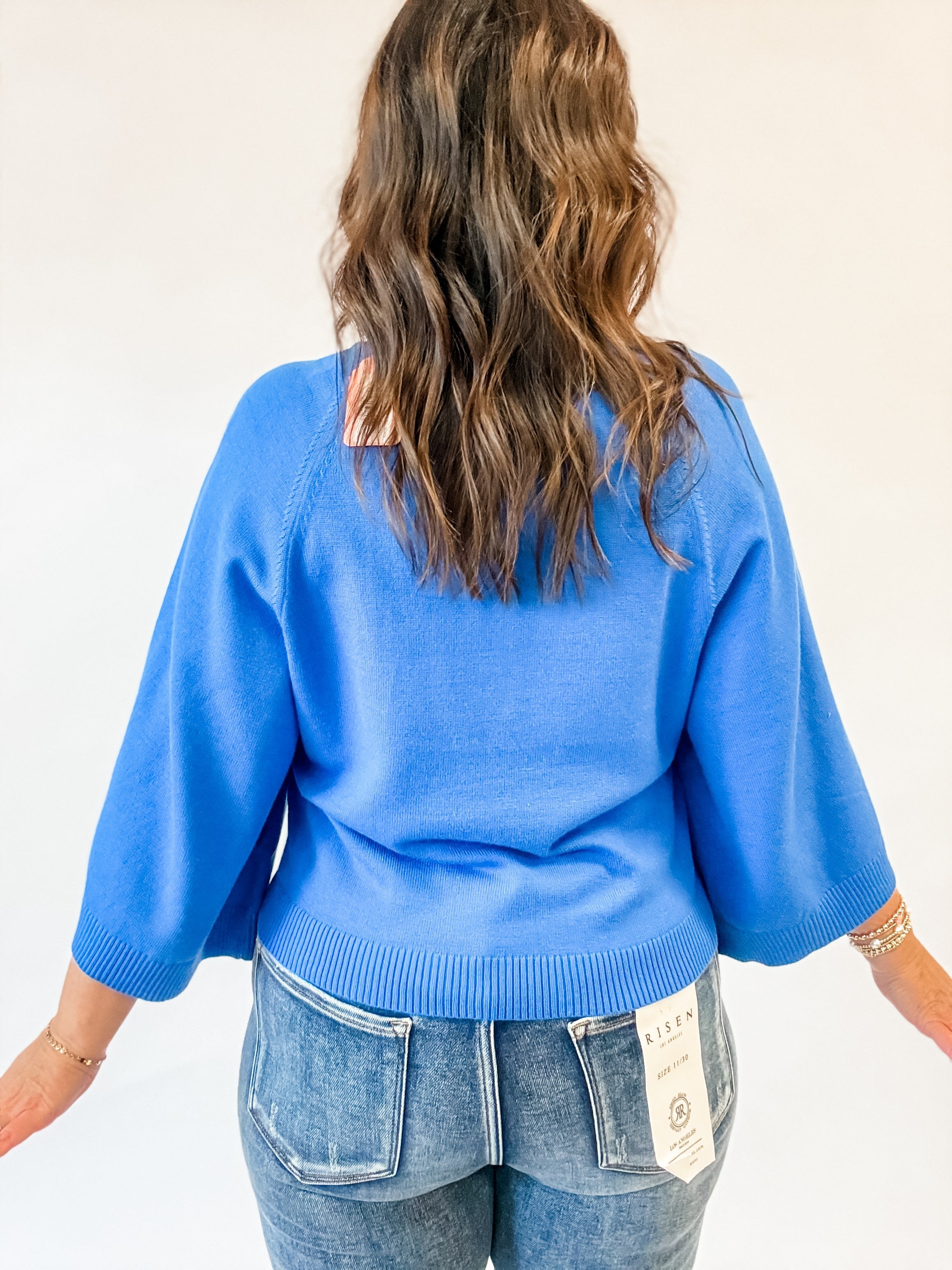 Royal Blue Mock Neck Sweater - Just a Small Town Girl