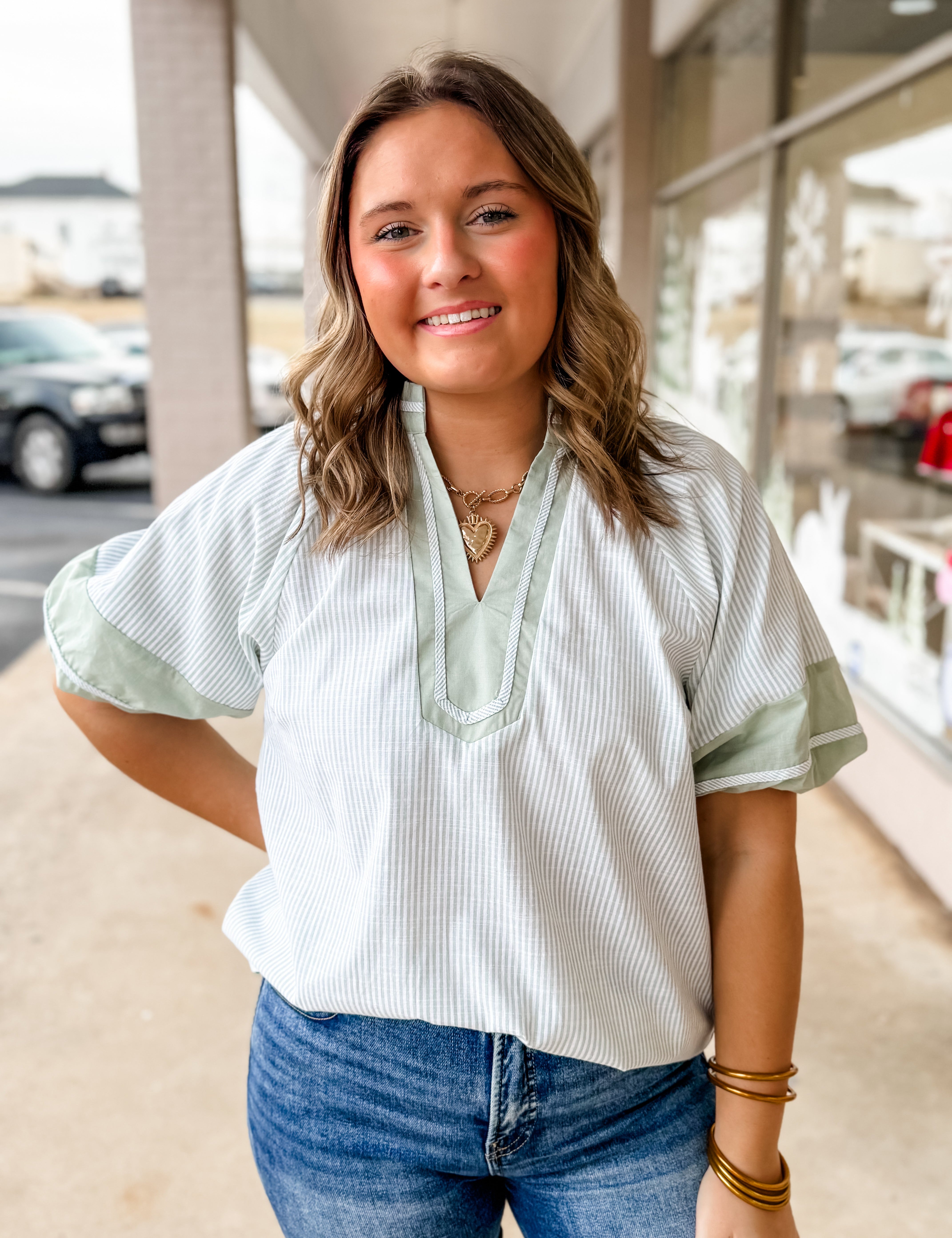 Sage Harbor Stripe Blouse - Just a Small Town Girl