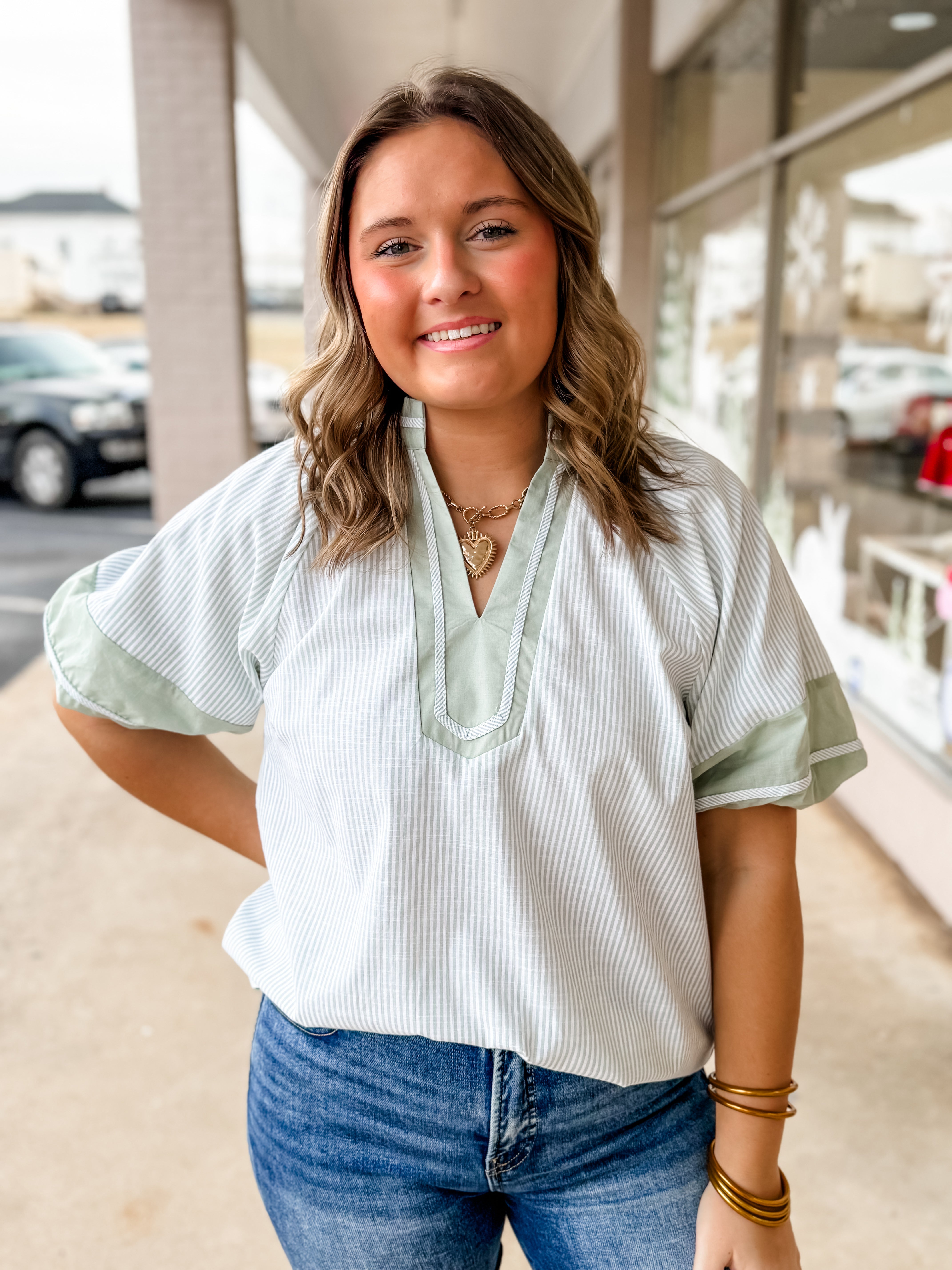 Sage Harbor Stripe Blouse - Just a Small Town Girl
