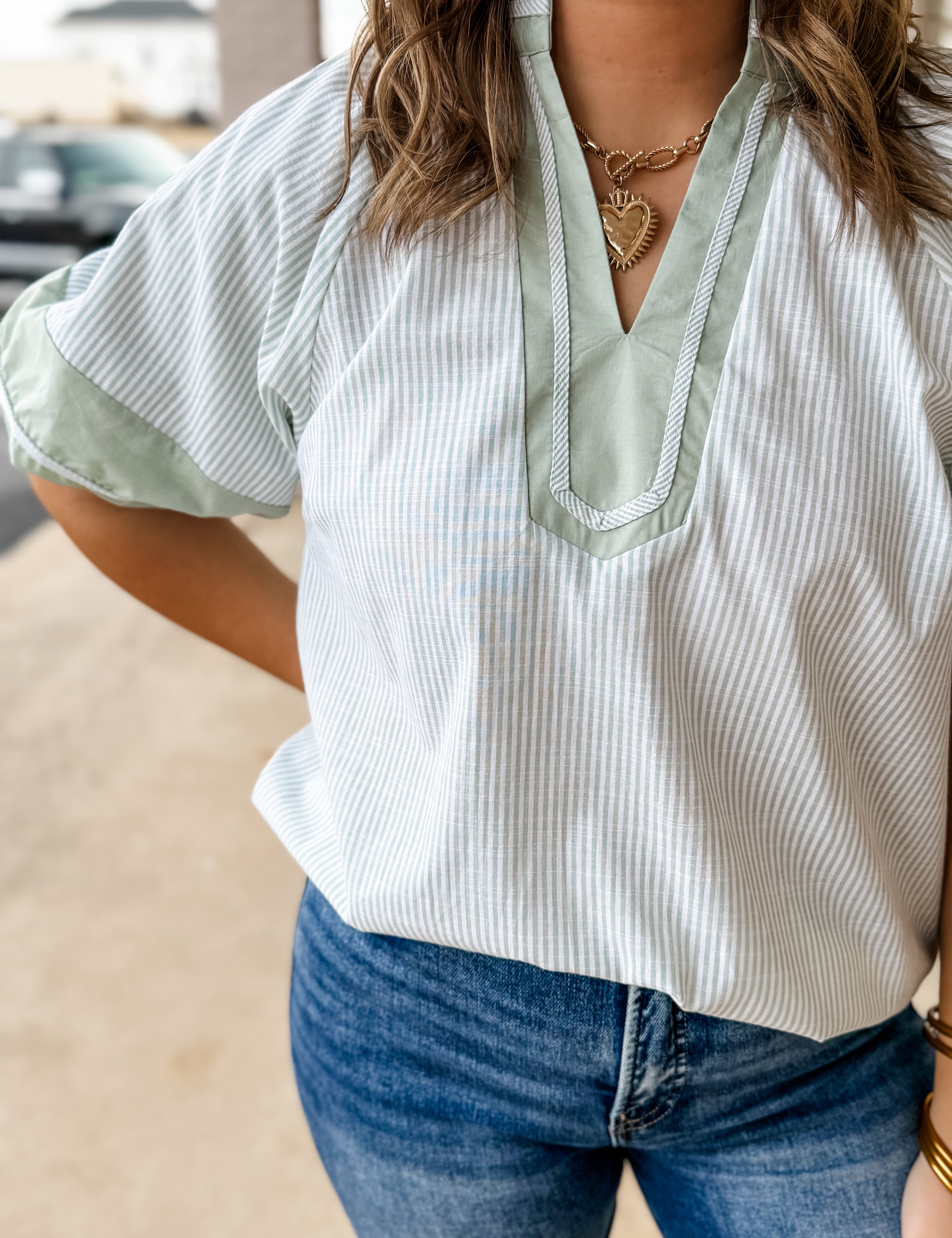 Sage Harbor Stripe Blouse - Just a Small Town Girl