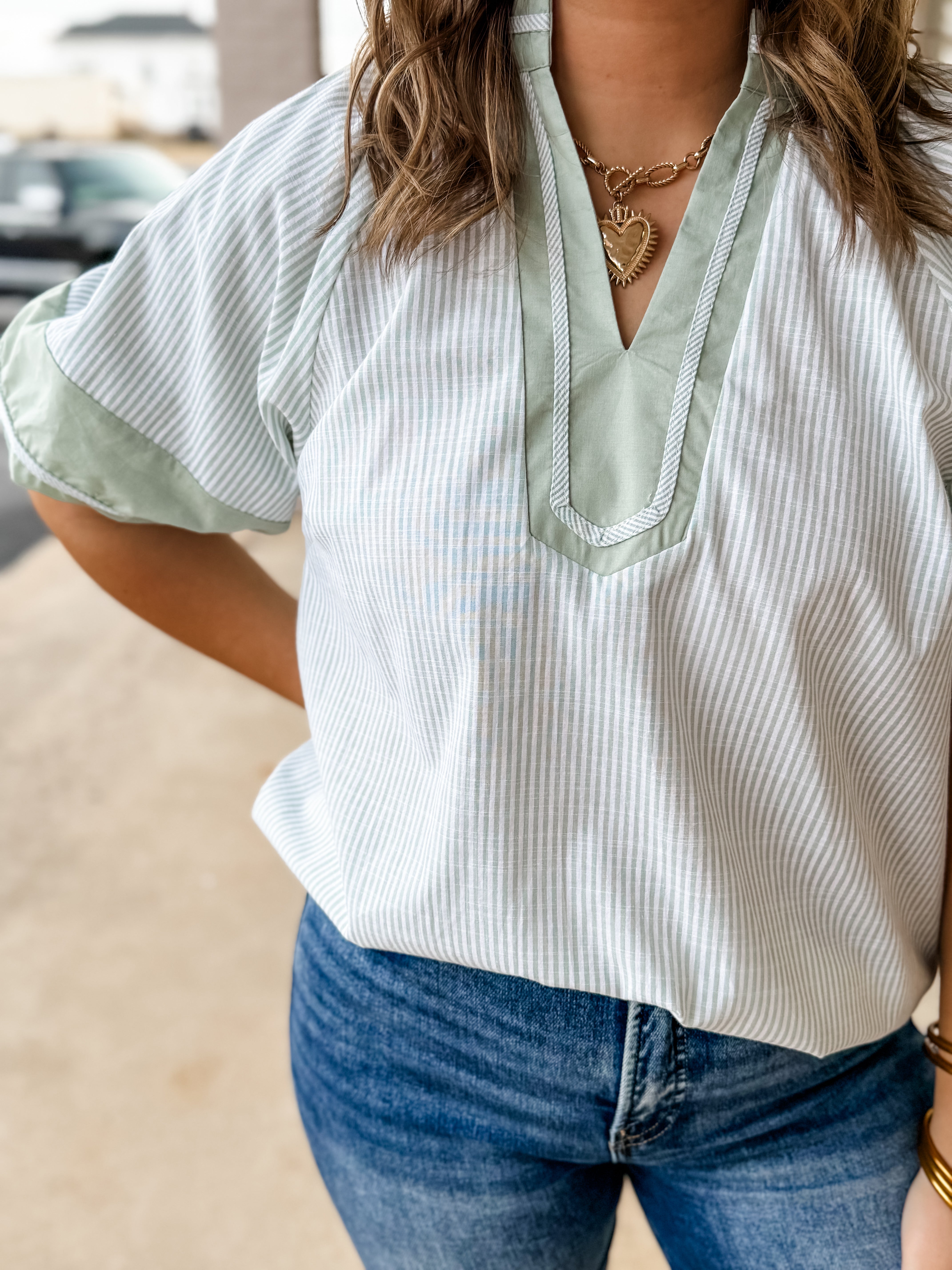 Sage Harbor Stripe Blouse - Just a Small Town Girl