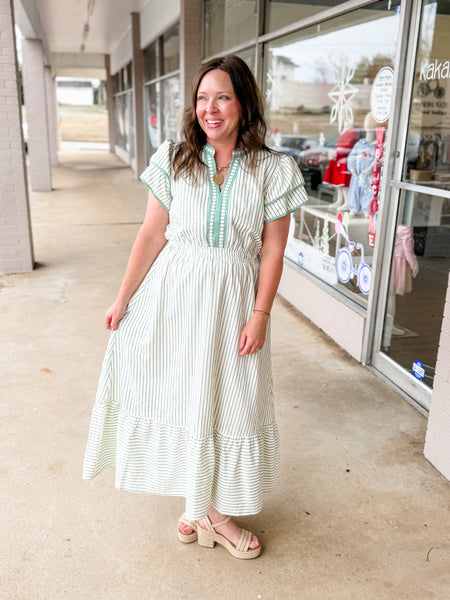 Sage Meadow Stripe Dress - Just a Small Town Girl