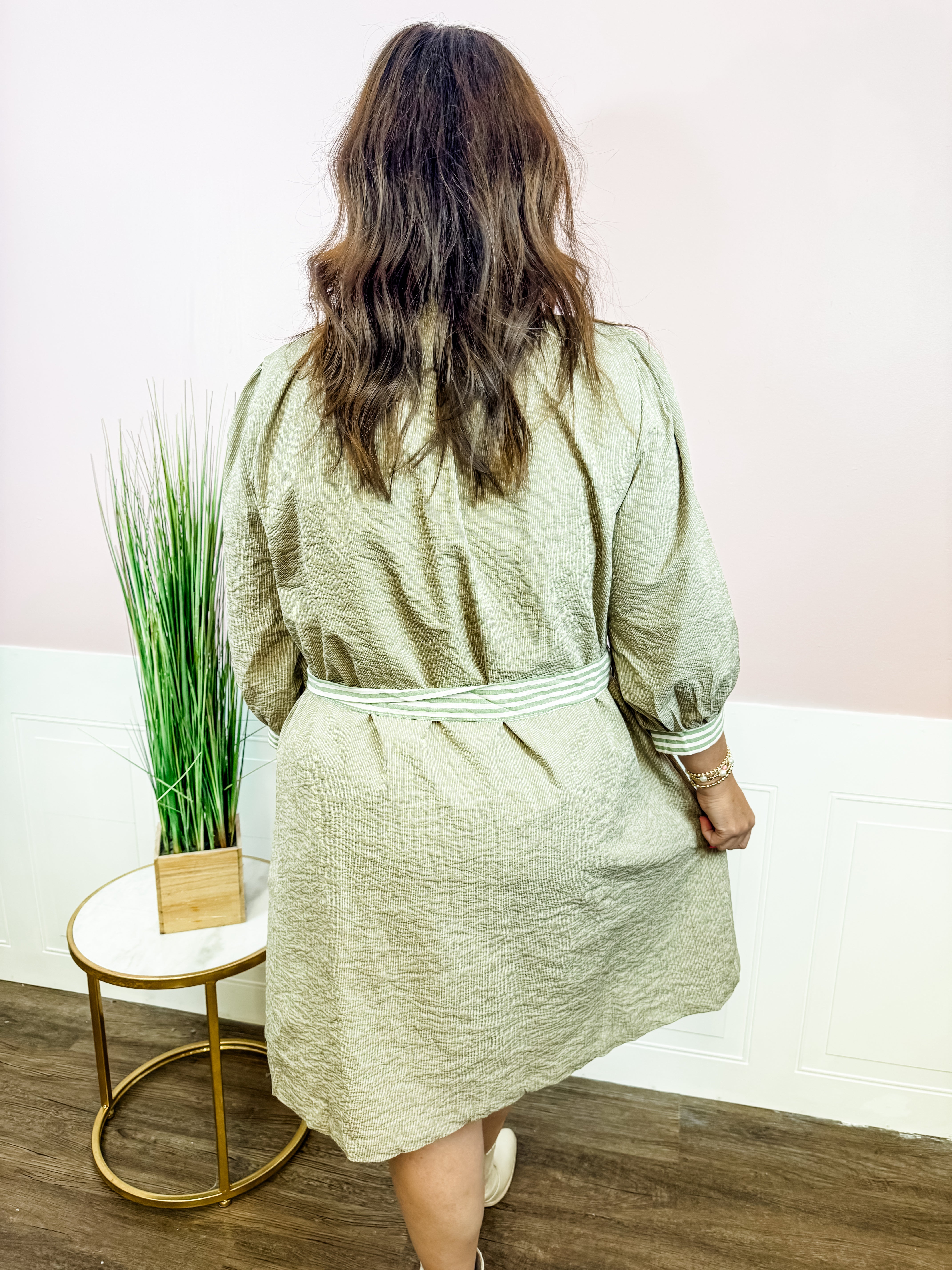 Scalloped Tie-Neck Mini Dress - Just a Small Town Girl