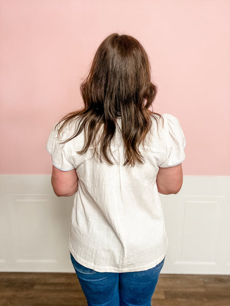 Seaside Bloom Embroidered Top - Just a Small Town Girl
