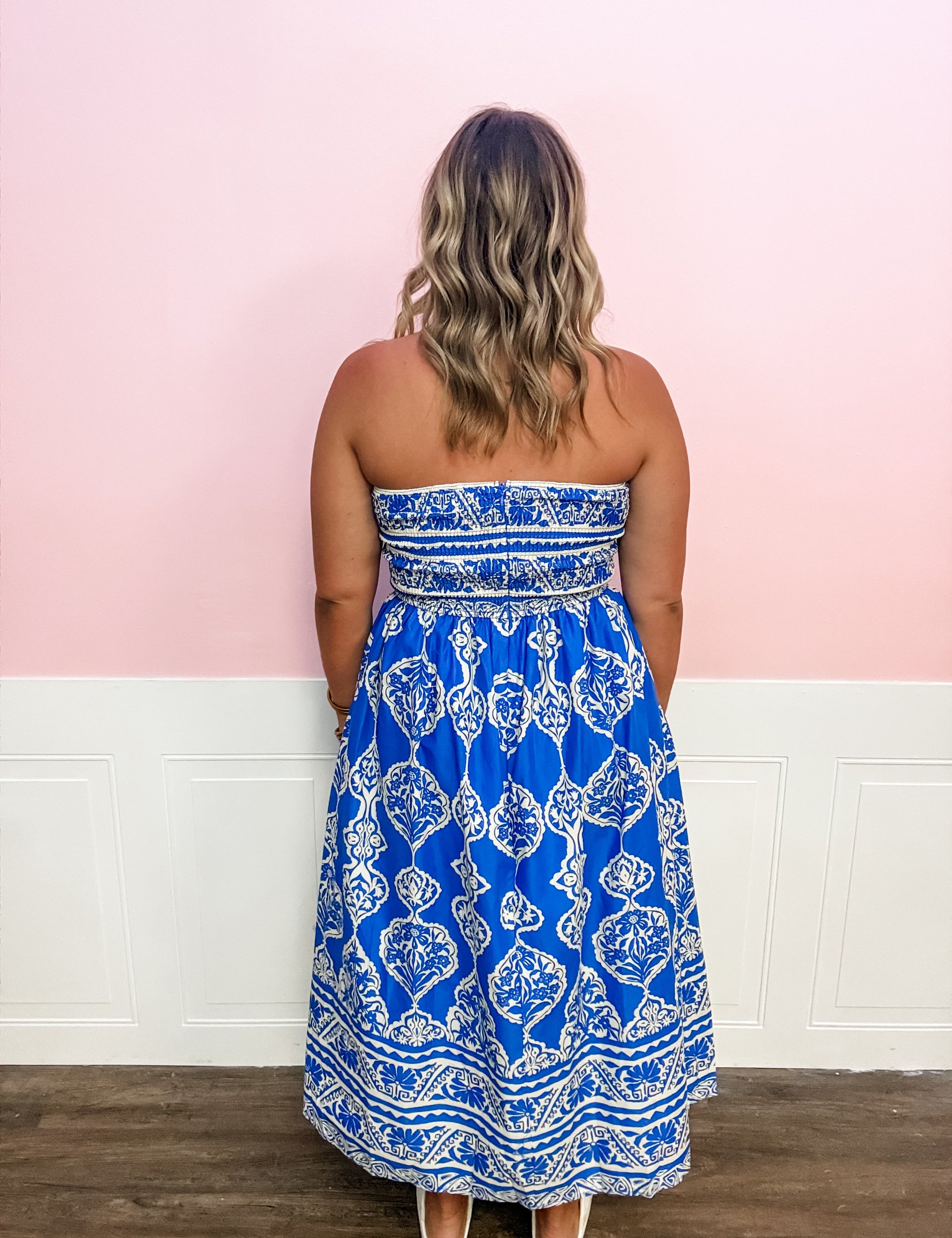 Seaside Elegance Strapless Midi Dress - Just a Small Town Girl
