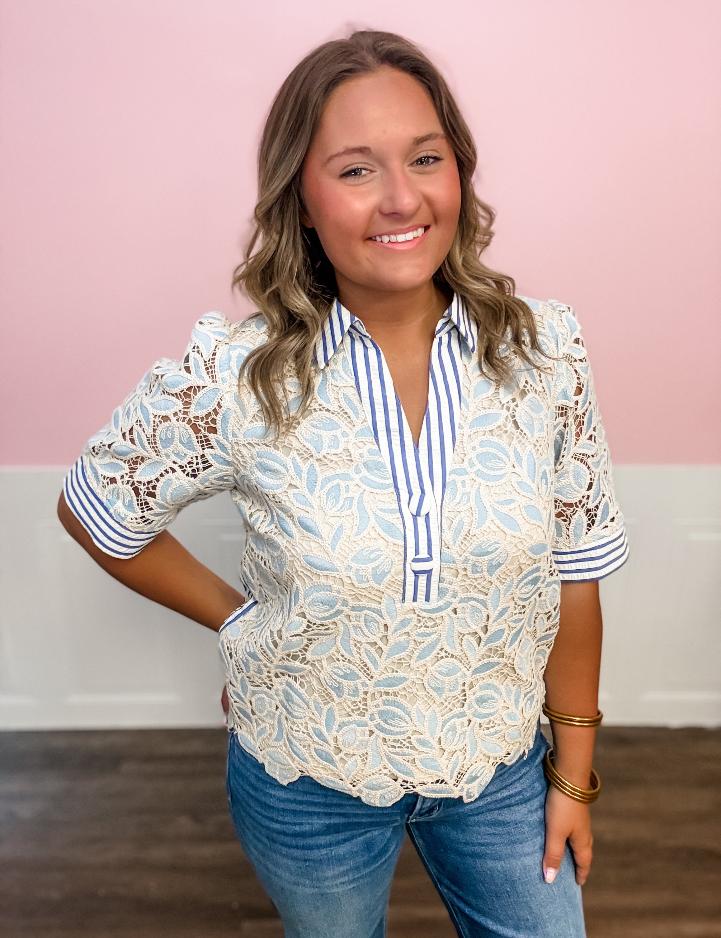 Seaside Lace Charm Top - Just a Small Town Girl