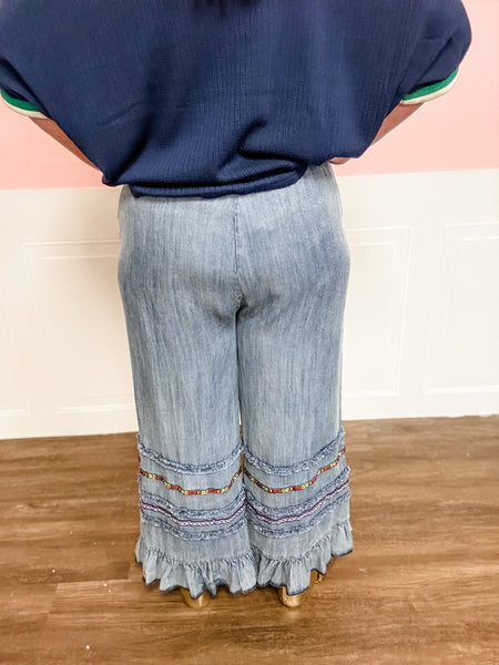 Seaside Stitch Wide - Leg Pants - Just a Small Town Girl