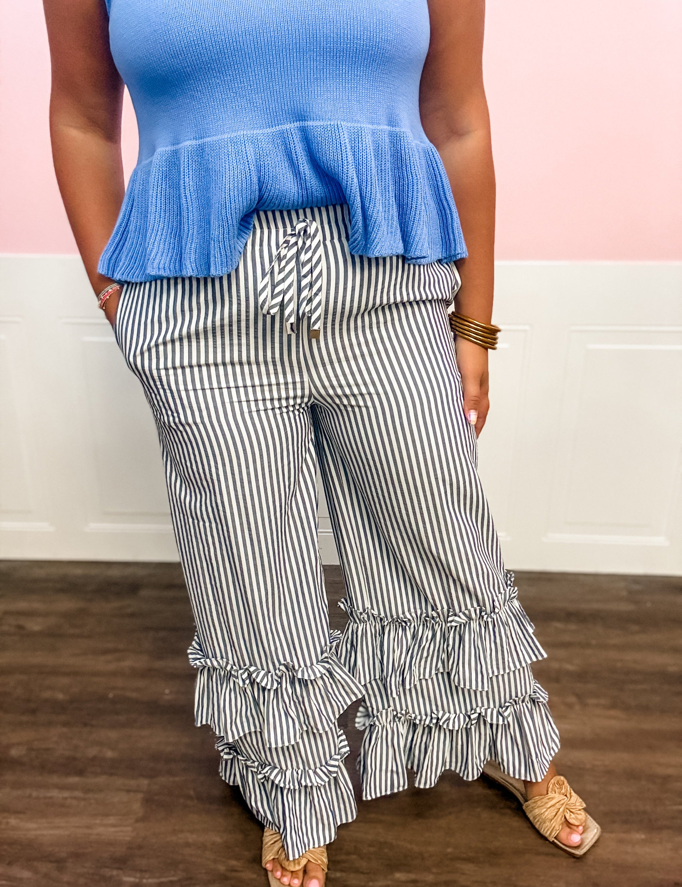Seaside Stripe Ruffle Pants - Just a Small Town Girl