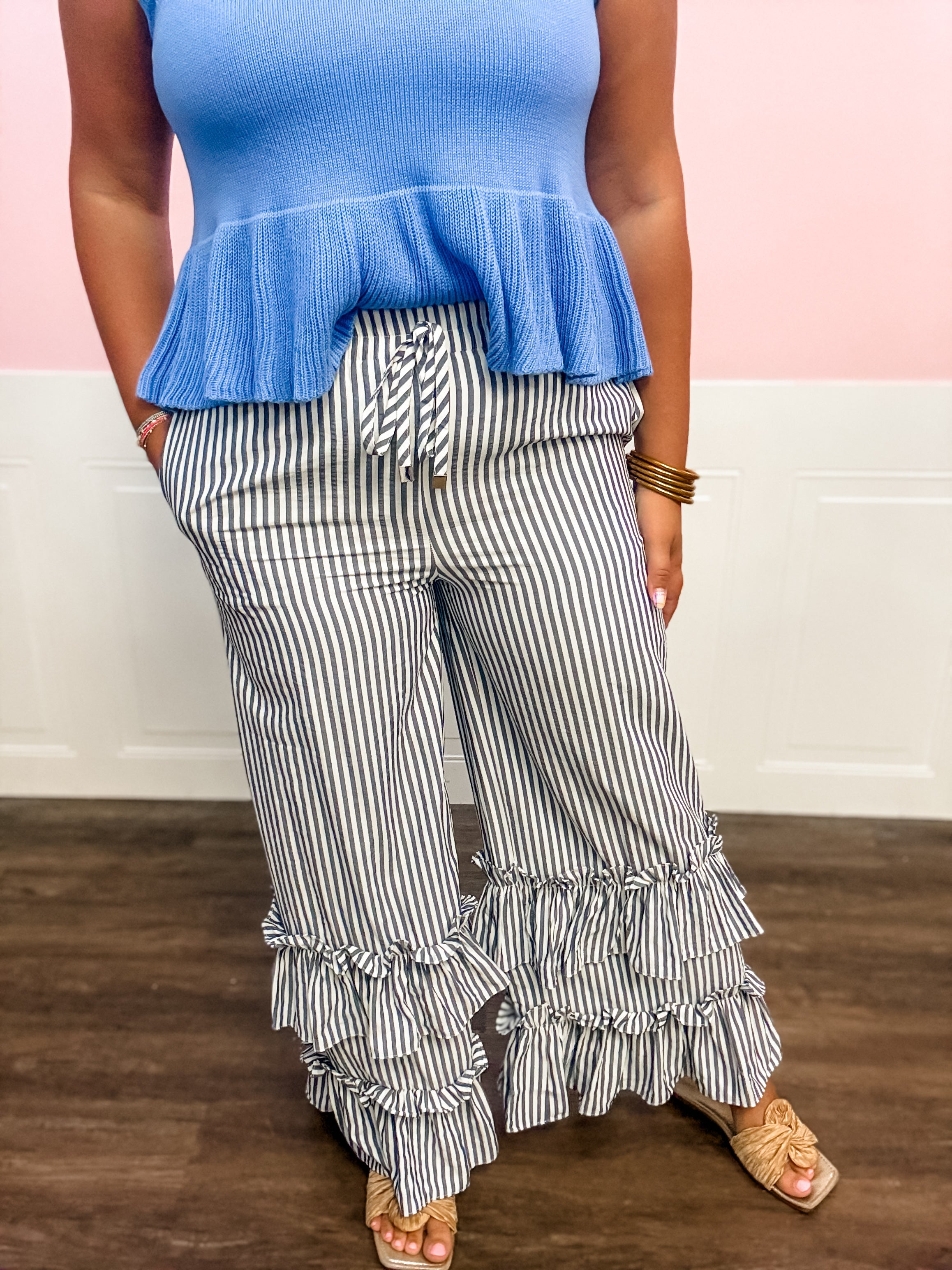 Seaside Stripe Ruffle Pants - Just a Small Town Girl