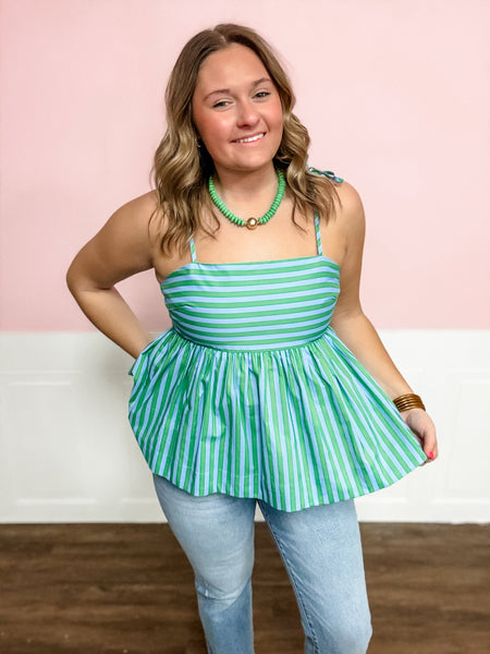 Seaside Stripe Tie - Strap Top - Just a Small Town Girl