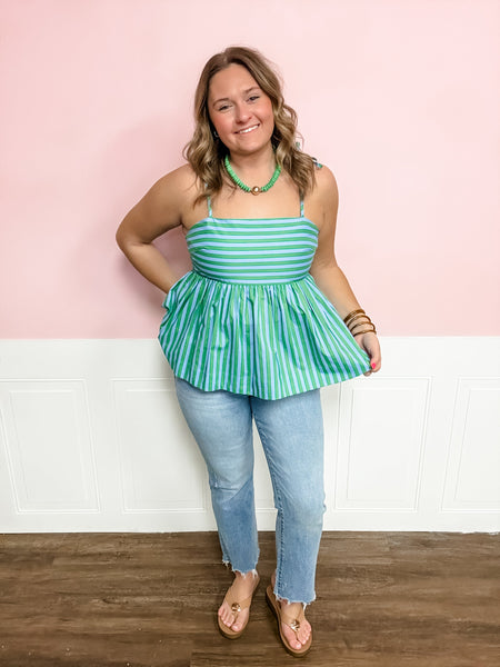 Seaside Stripe Tie - Strap Top - Just a Small Town Girl
