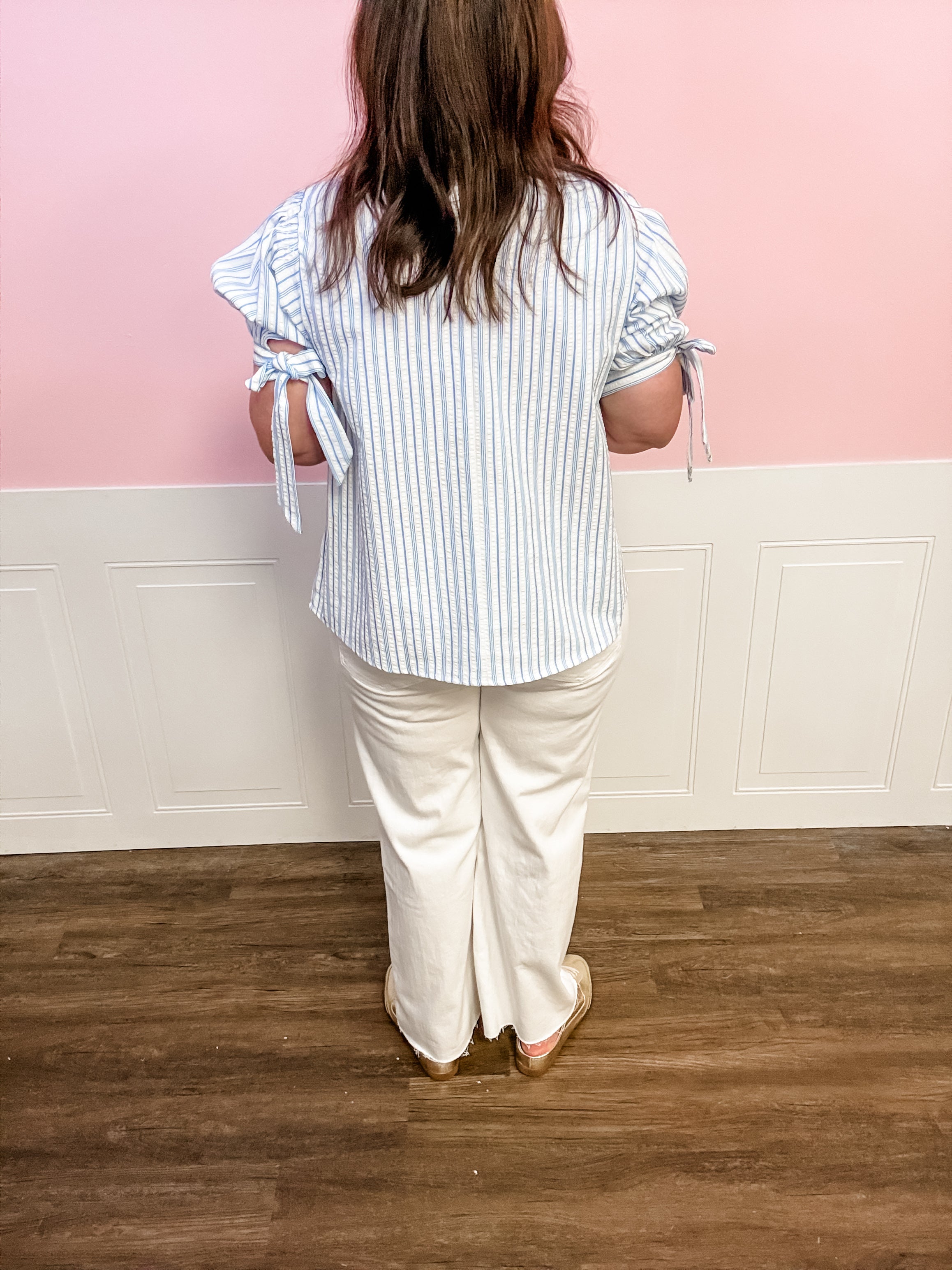 Seaside Stripe Tie Top - Just a Small Town Girl