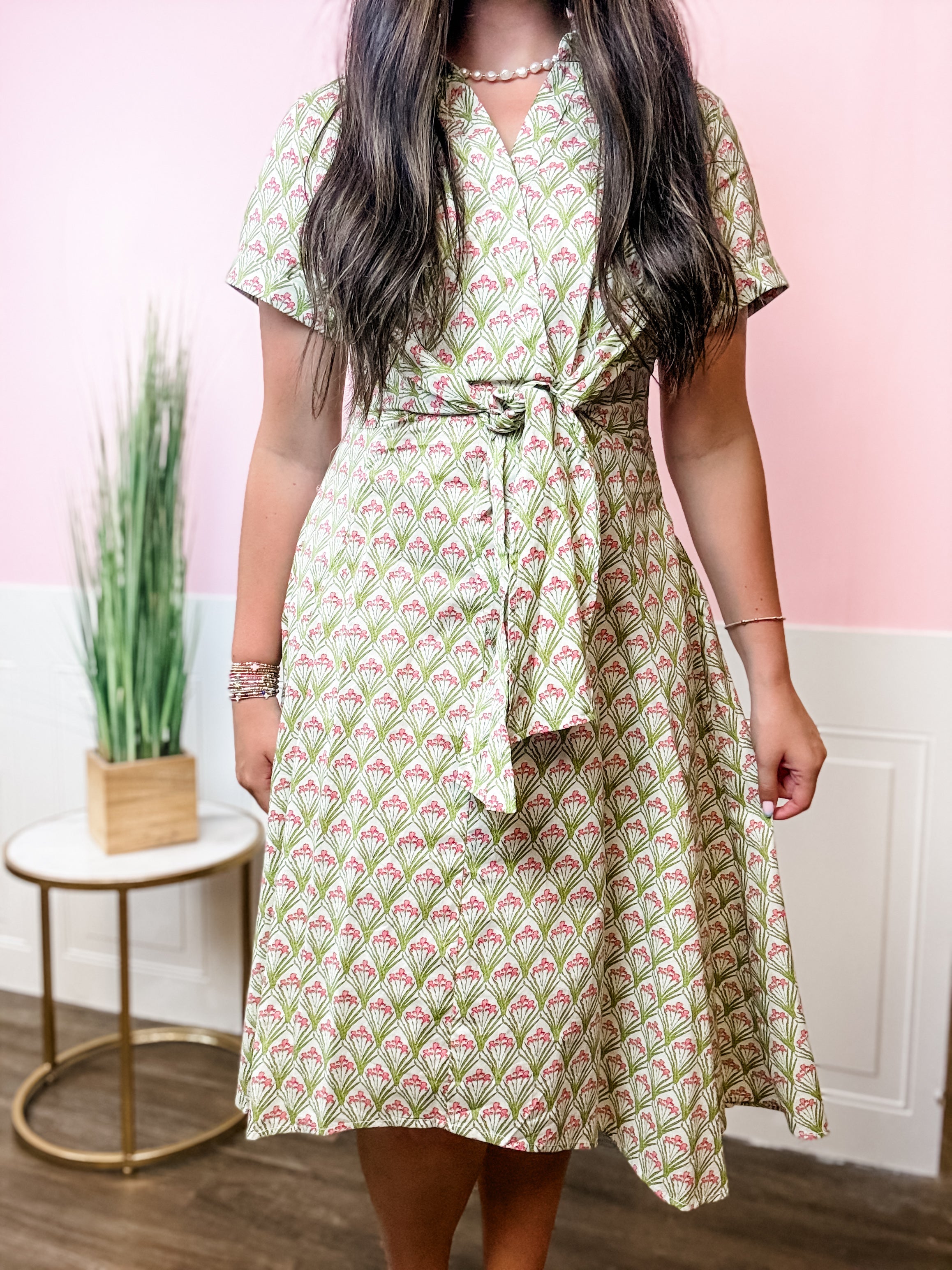 Secret Garden Tie Waist Dress - Just a Small Town Girl