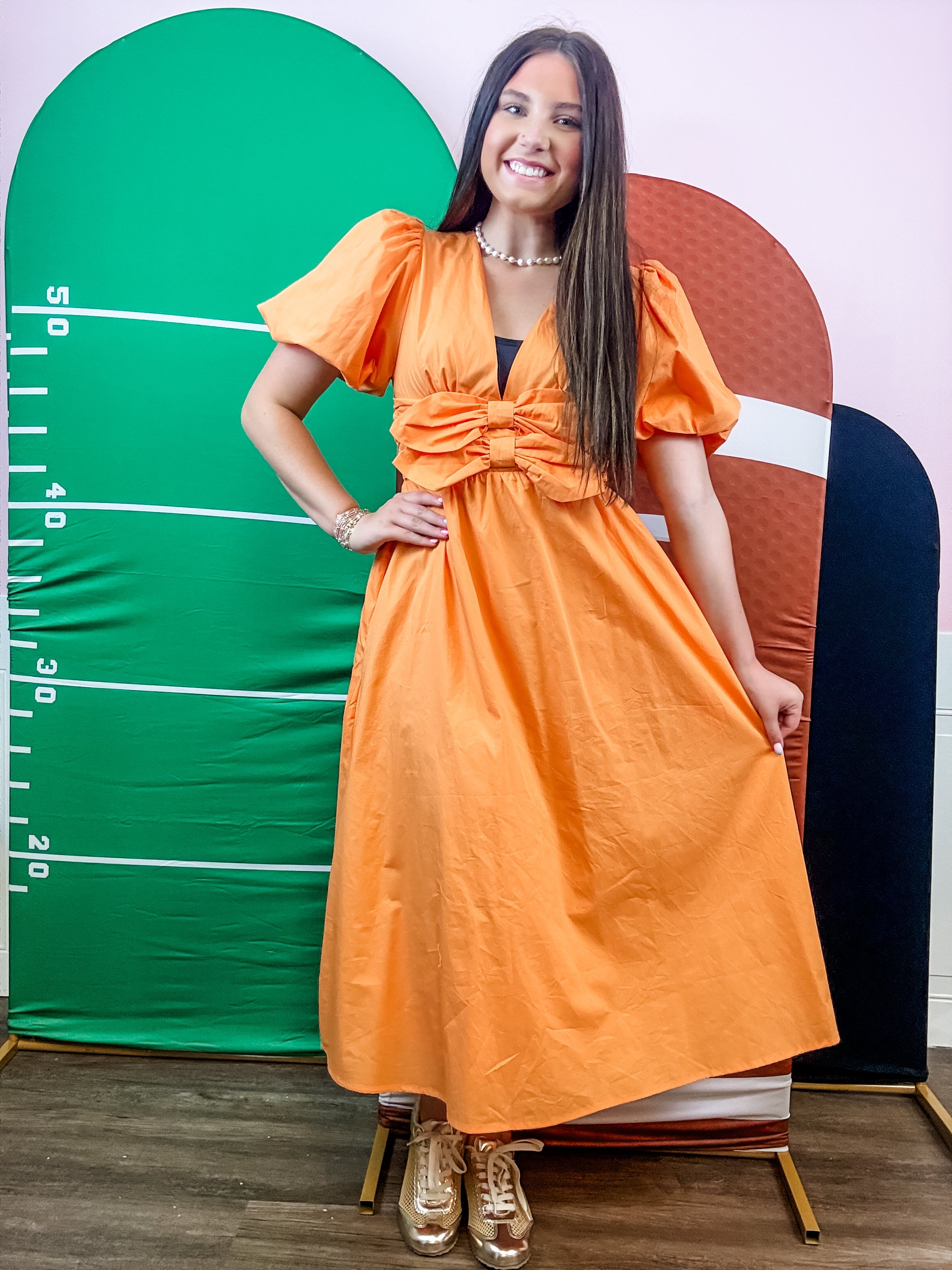 Sideline Sweetheart Bow Dress - Just a Small Town Girl