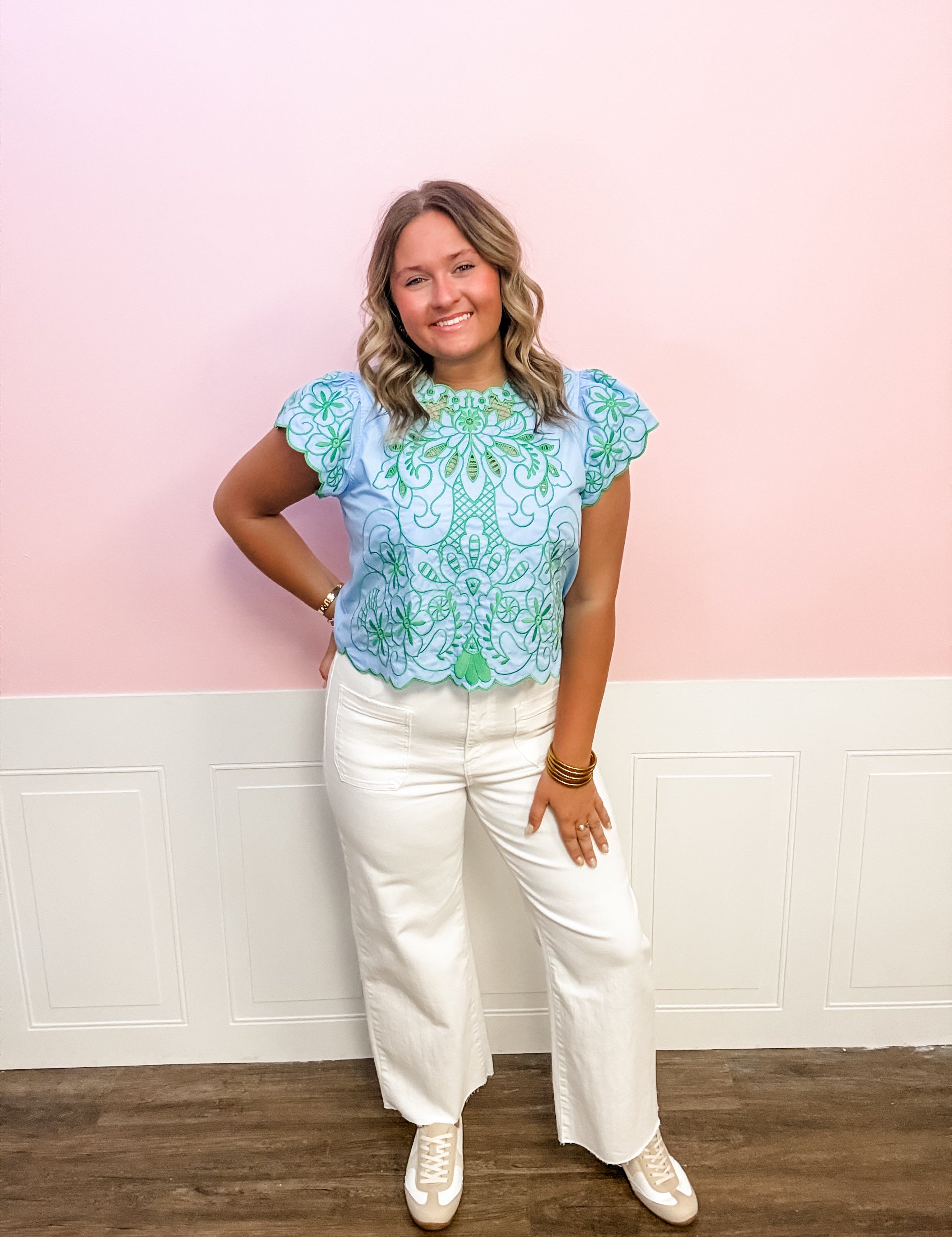 Spring Garden Embroidered Top - Just a Small Town Girl