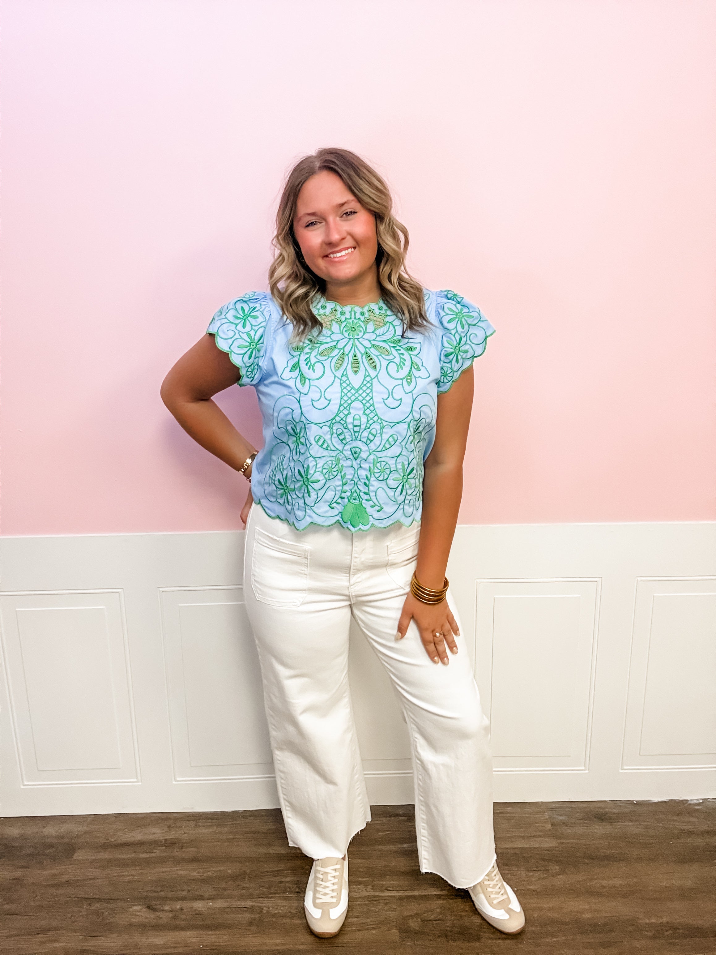 Spring Garden Embroidered Top - Just a Small Town Girl
