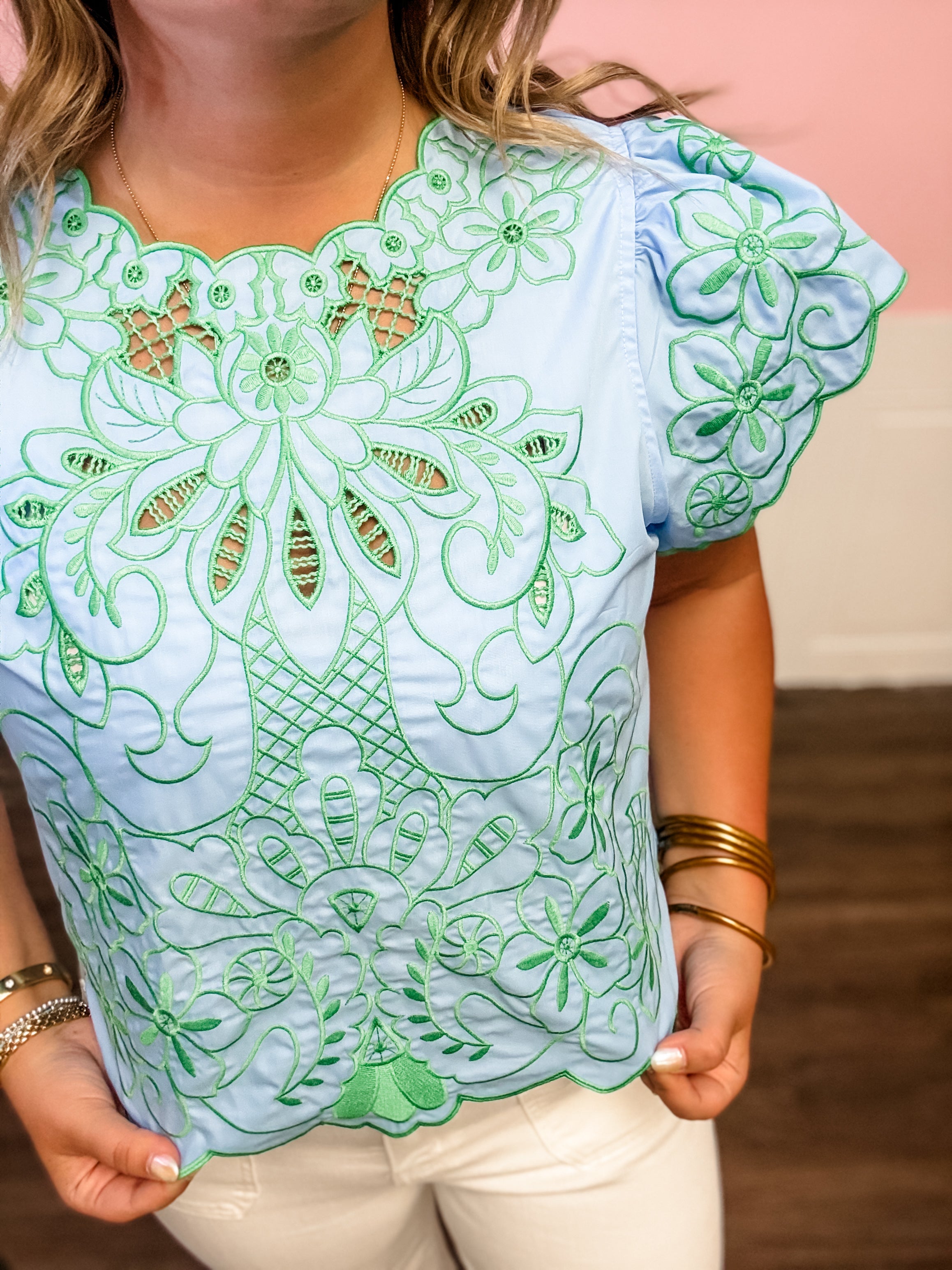Spring Garden Embroidered Top - Just a Small Town Girl