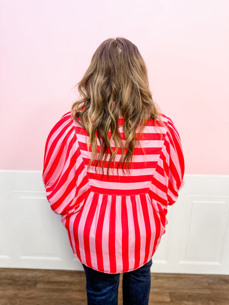 Strawberry Picnic Stripe Top: Plus Size - Just a Small Town Girl