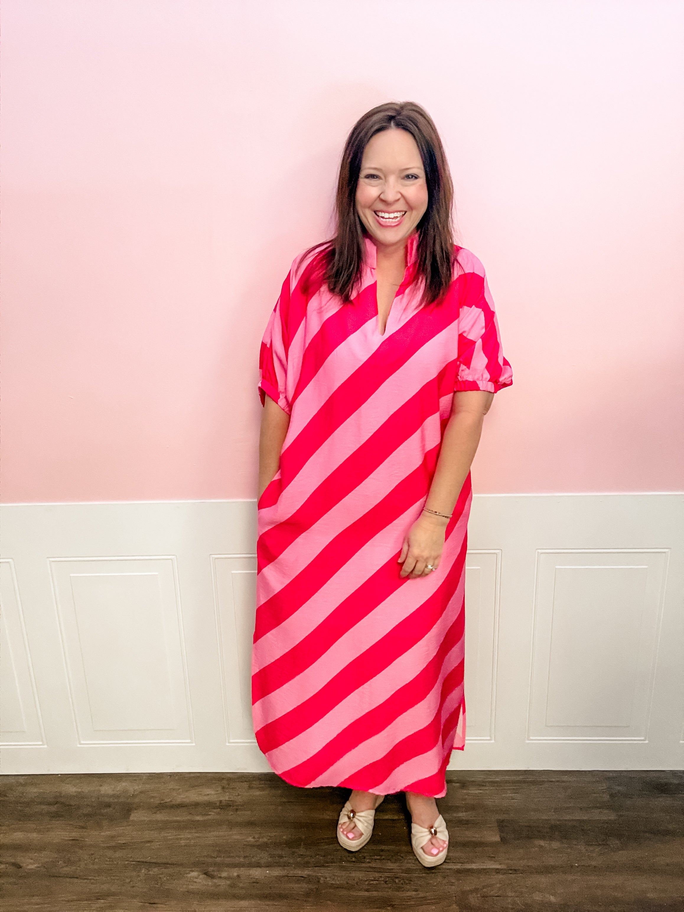 Strawberry Sorbet Stripe Maxi Dress - Just a Small Town Girl