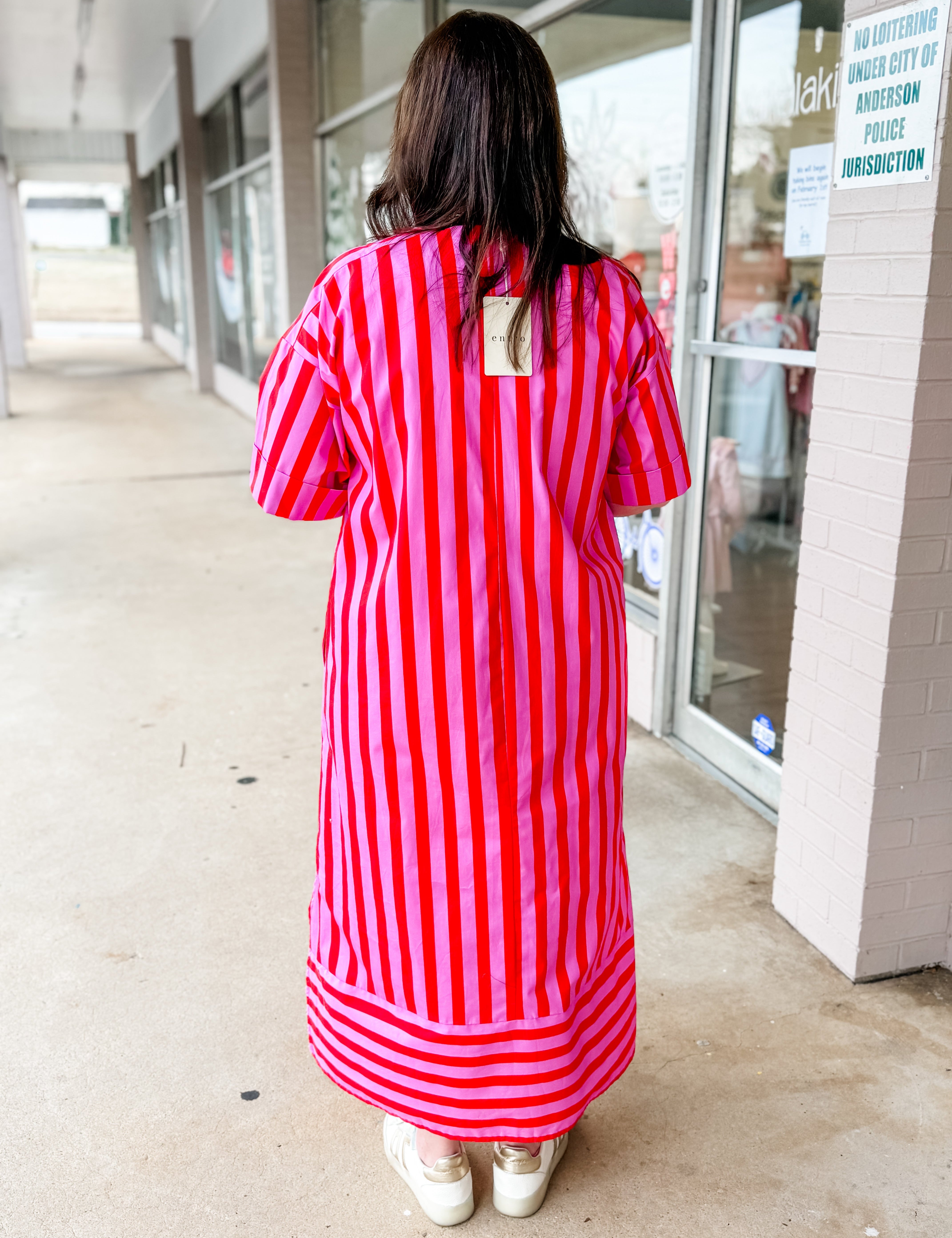 Strawberry Stripe Shift Dress - Just a Small Town Girl