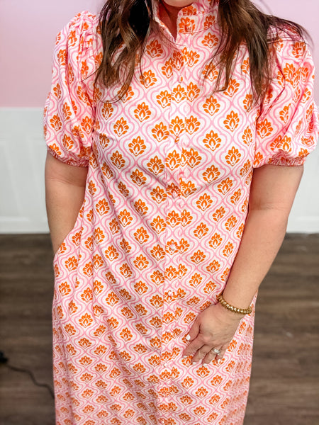 Sunday Stroll Printed Midi Dress - Just a Small Town Girl