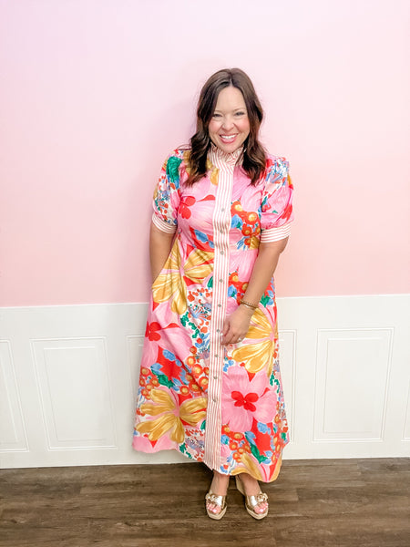 Sunlit Garden Button - Front Maxi Dress - Just a Small Town Girl