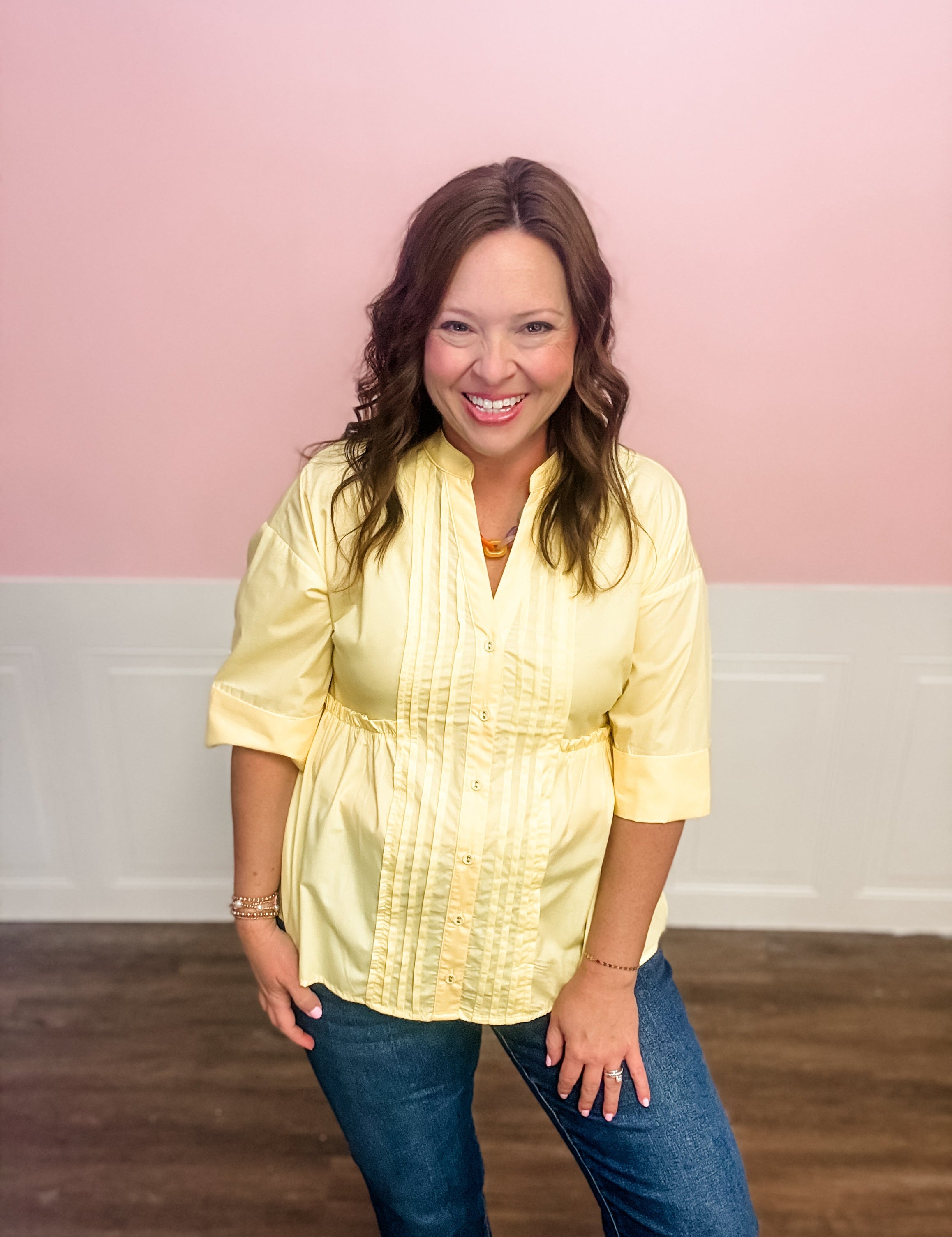 Sunny Days Pintuck Blouse - Just a Small Town Girl