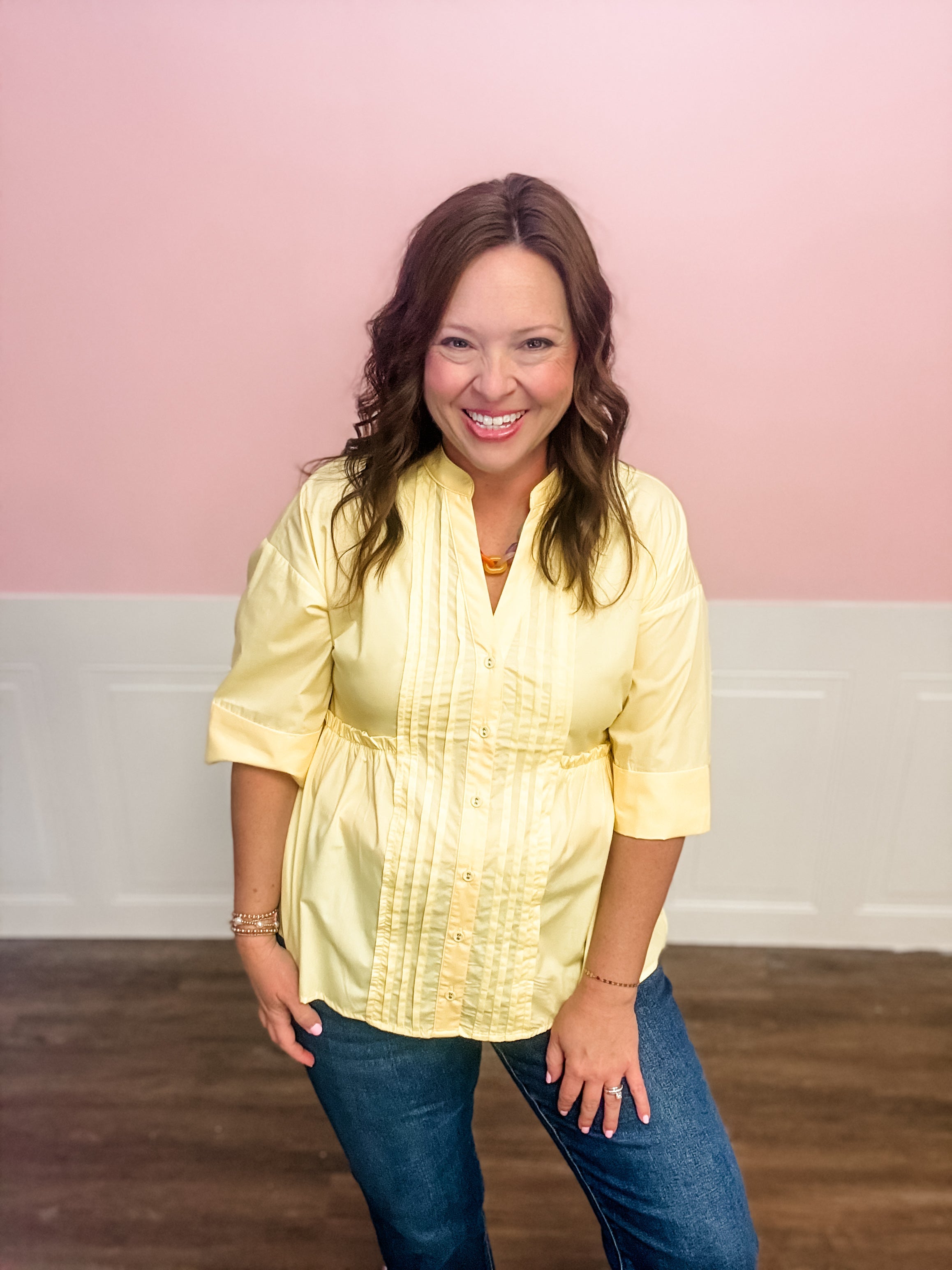 Sunny Days Pintuck Blouse - Just a Small Town Girl