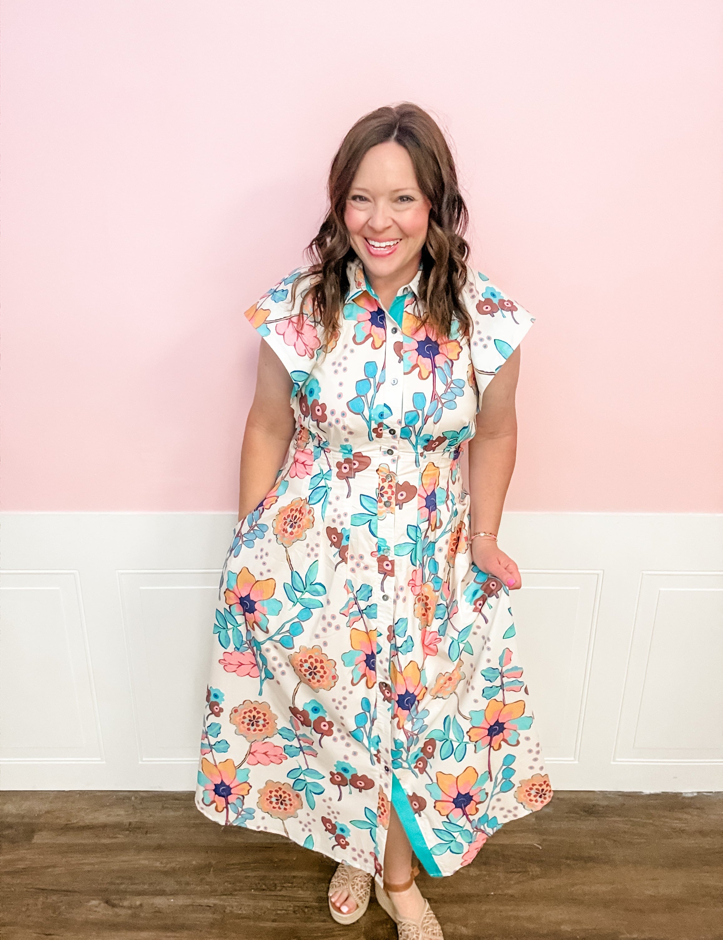 Sunset Garden Shirt Dress - Just a Small Town Girl