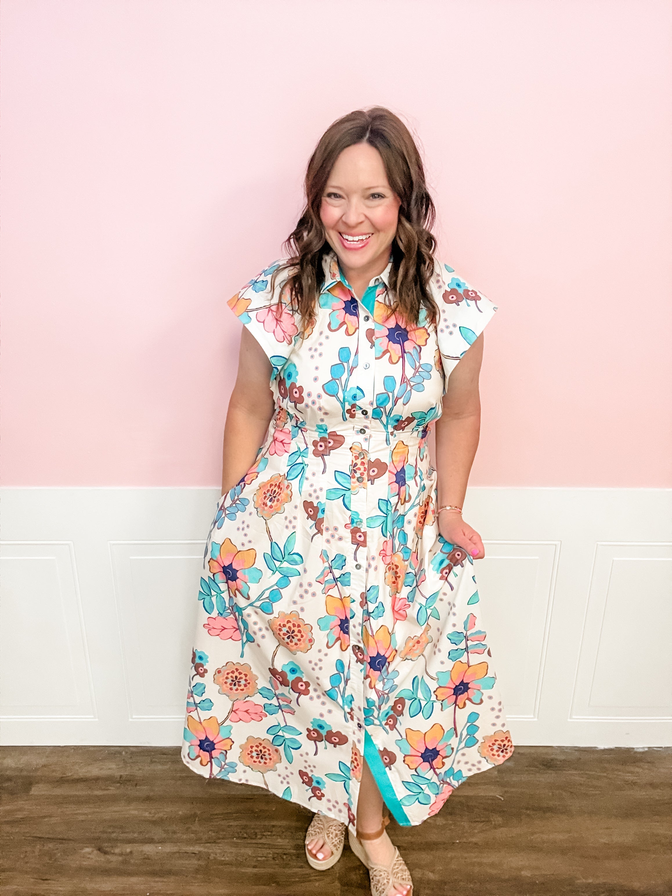 Sunset Garden Shirt Dress - Just a Small Town Girl